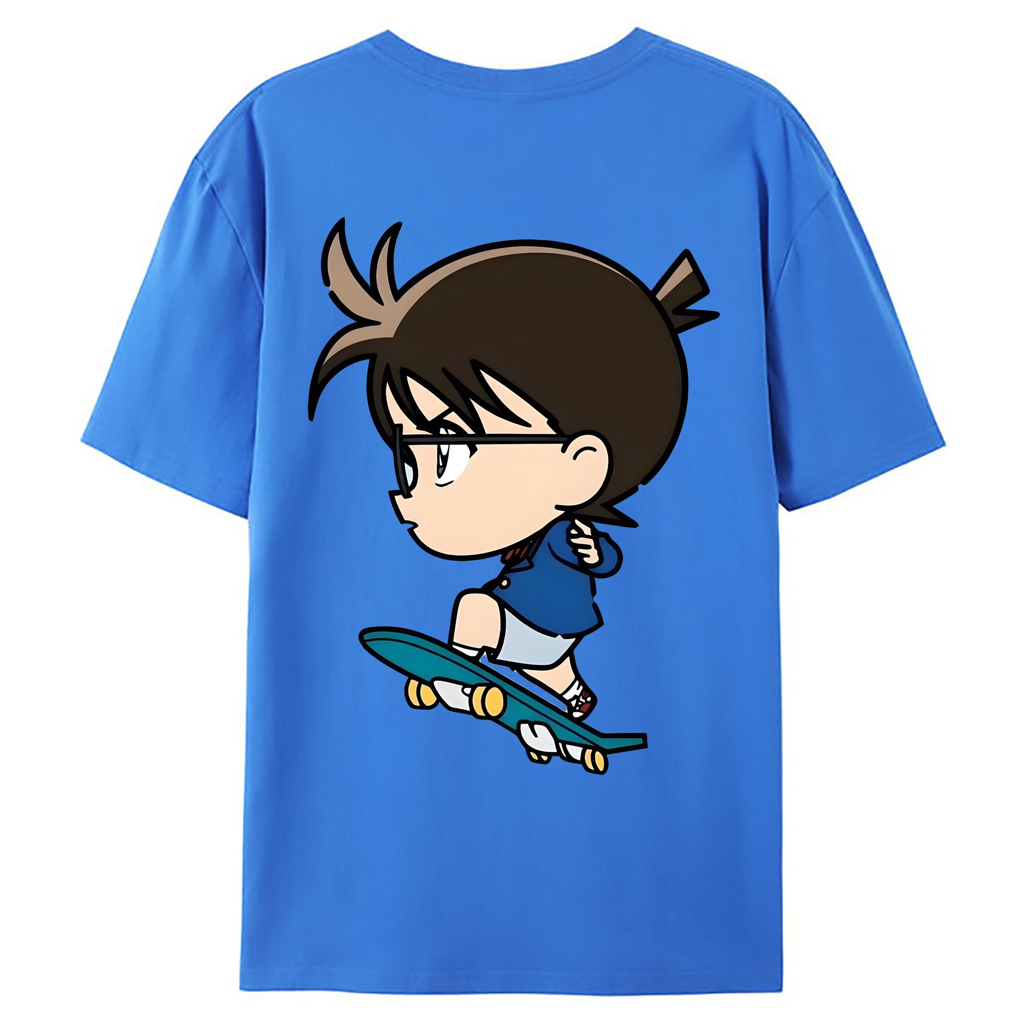 （画像用） 名探偵コナン 江戸川 コナン Detective Conan Conan Edogawa 綿100％ メンズ半袖Tシャツ（バックプリント） 通気性