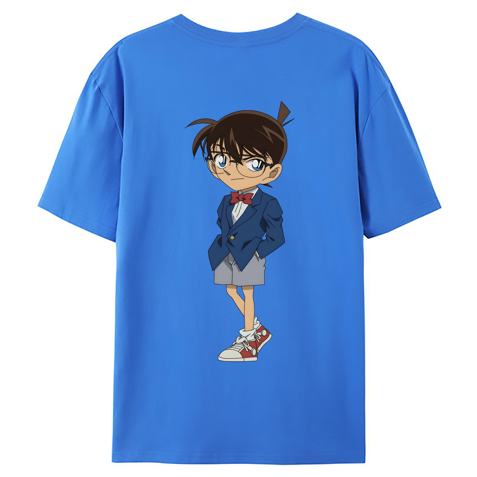 （画像用） 名探偵コナン 江戸川 コナン Detective Conan Conan Edogawa 綿100％ メンズ半袖Tシャツ（バックプリント） 通気性
