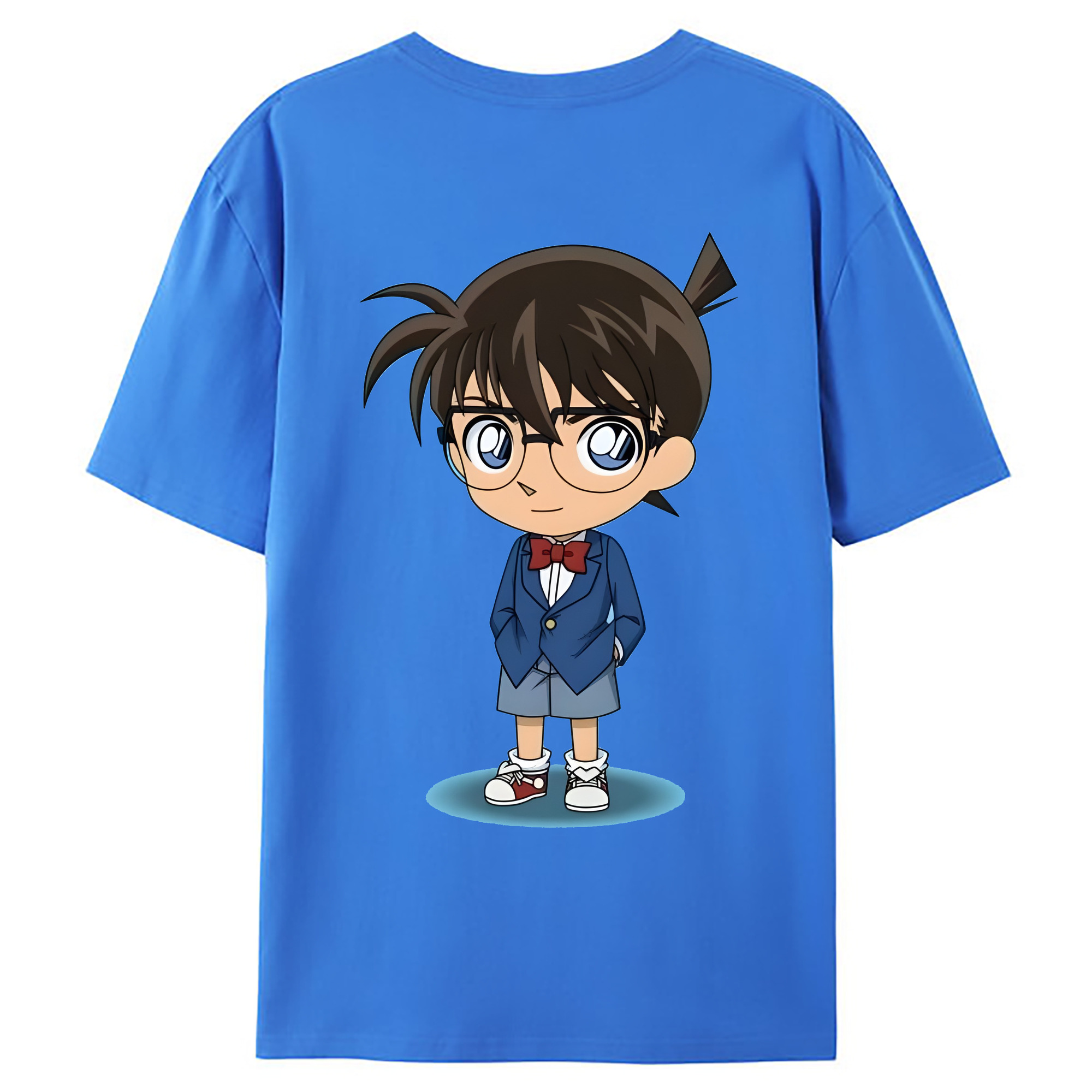 （画像用） 名探偵コナン 江戸川 コナン Detective Conan Conan Edogawa 綿100％ メンズ半袖Tシャツ（バックプリント） 通気性