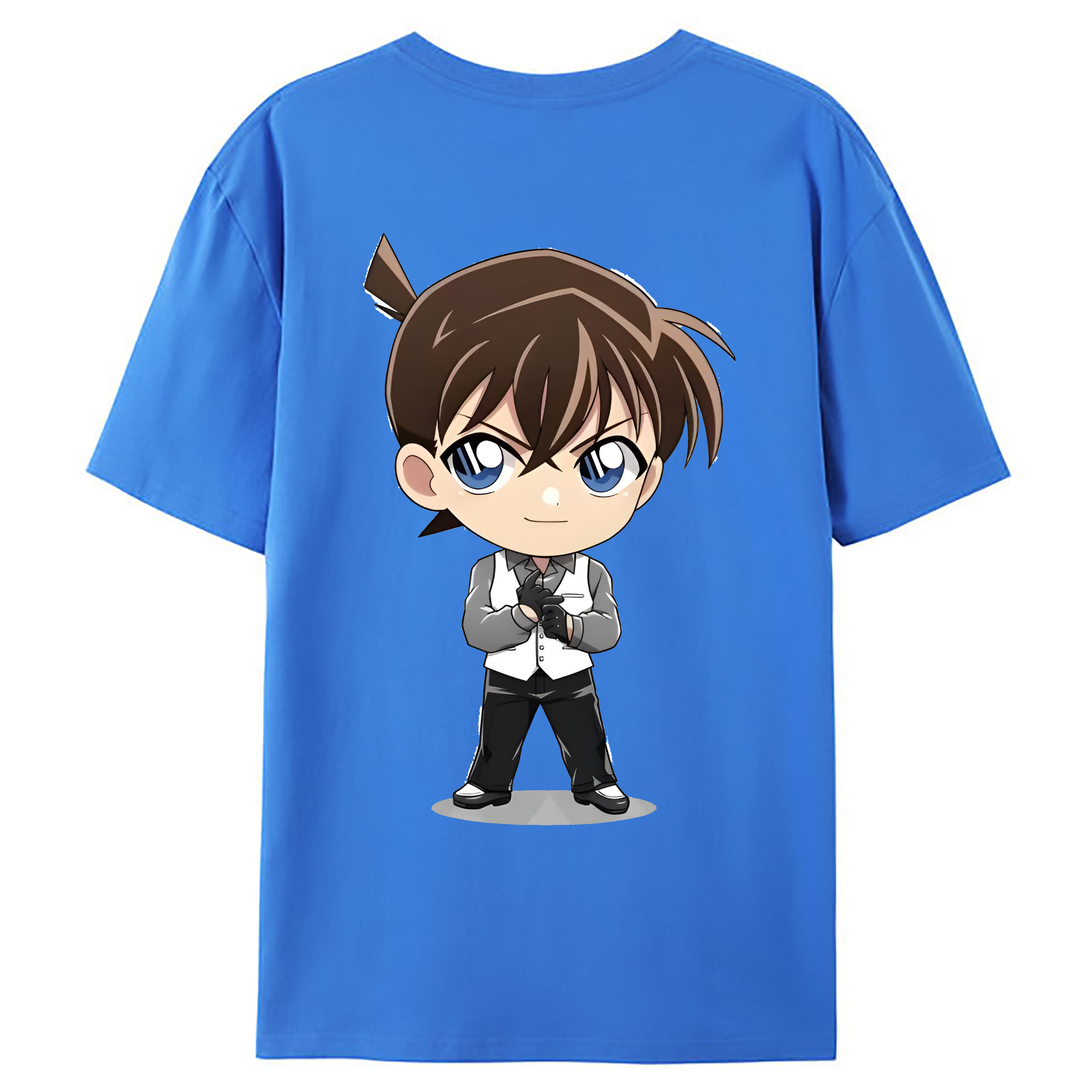 （画像用） 名探偵コナン 江戸川 コナン Detective Conan Conan Edogawa 綿100％ メンズ半袖Tシャツ（バックプリント） 通気性