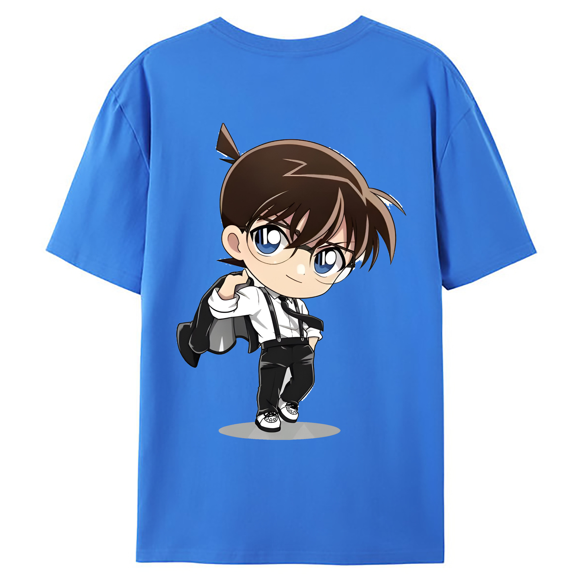 （画像用） 名探偵コナン 江戸川 コナン Detective Conan Conan Edogawa 綿100％ メンズ半袖Tシャツ（バックプリント） 通気性
