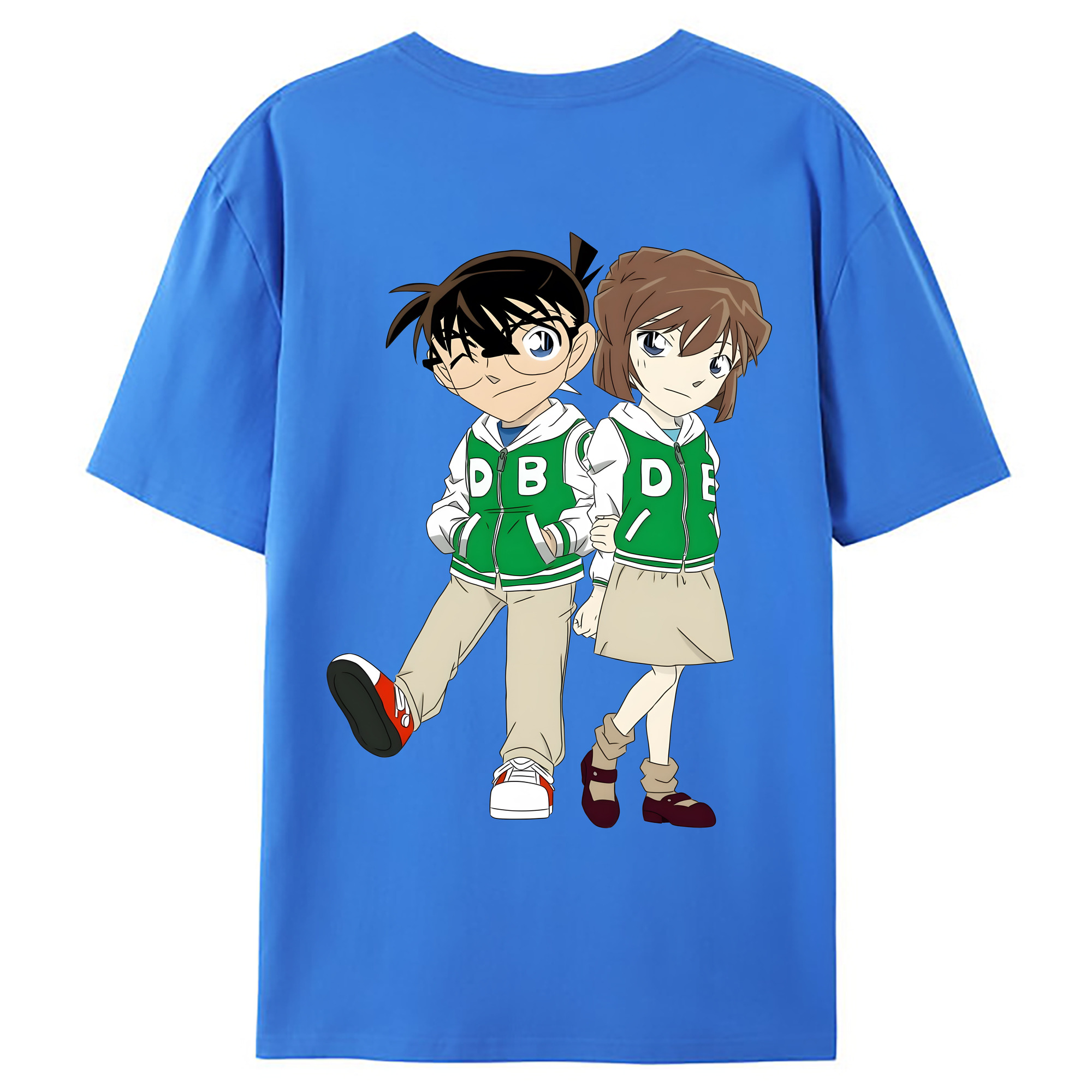 （画像用） 名探偵コナン 江戸川 コナン Detective Conan Conan Edogawa 綿100％ メンズ半袖Tシャツ（バックプリント） 通気性