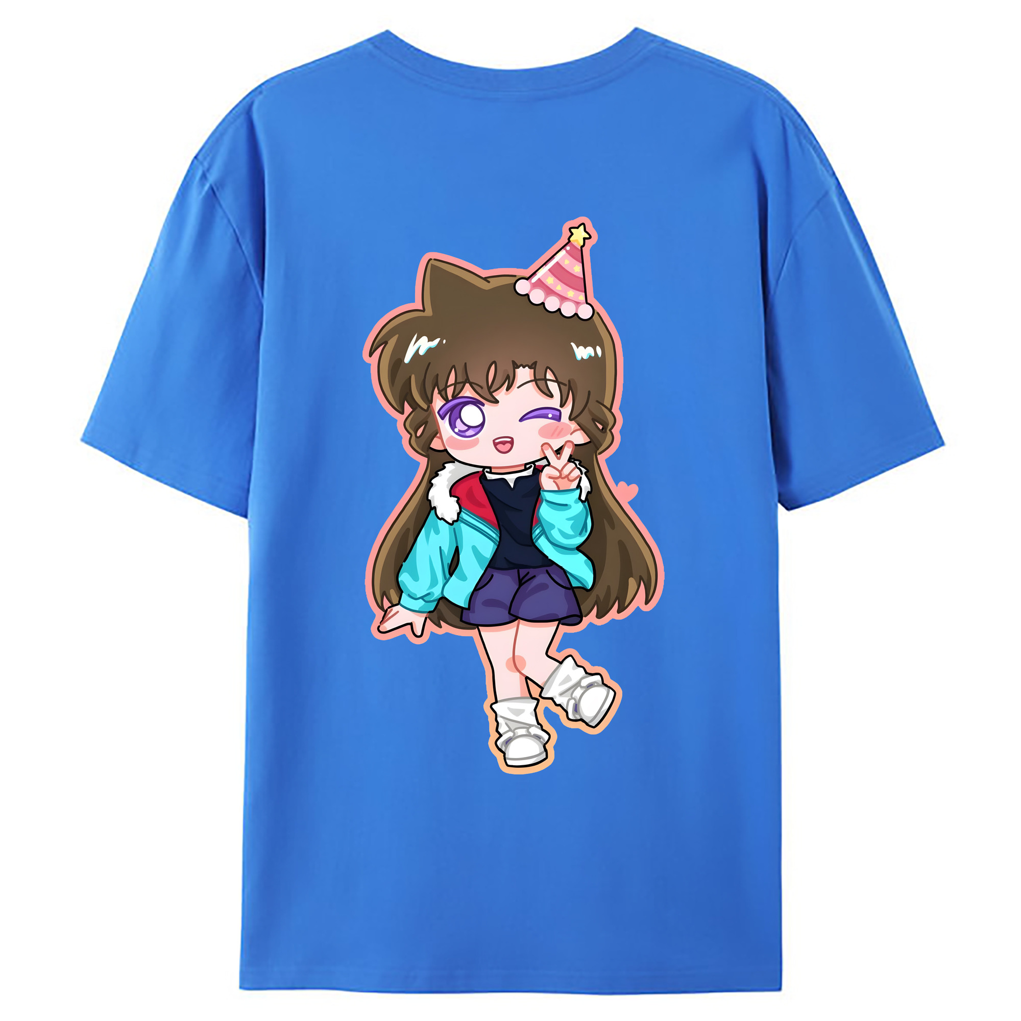 （画像用） 名探偵コナン 毛利 蘭 もうり らん、モーリ ラン Detective Conan Rachel Moore 綿100％ メンズ半袖Tシャツ（バックプリント） 通気性