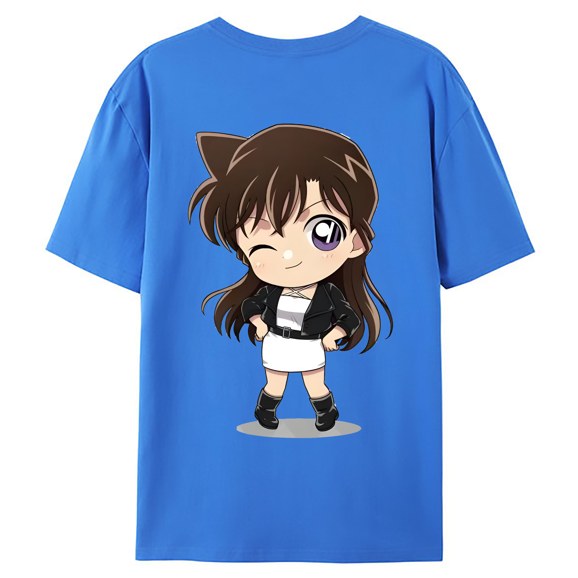 （画像用） 名探偵コナン 毛利 蘭 もうり らん、モーリ ラン Detective Conan Rachel Moore 綿100％ メンズ半袖Tシャツ（バックプリント） 通気性