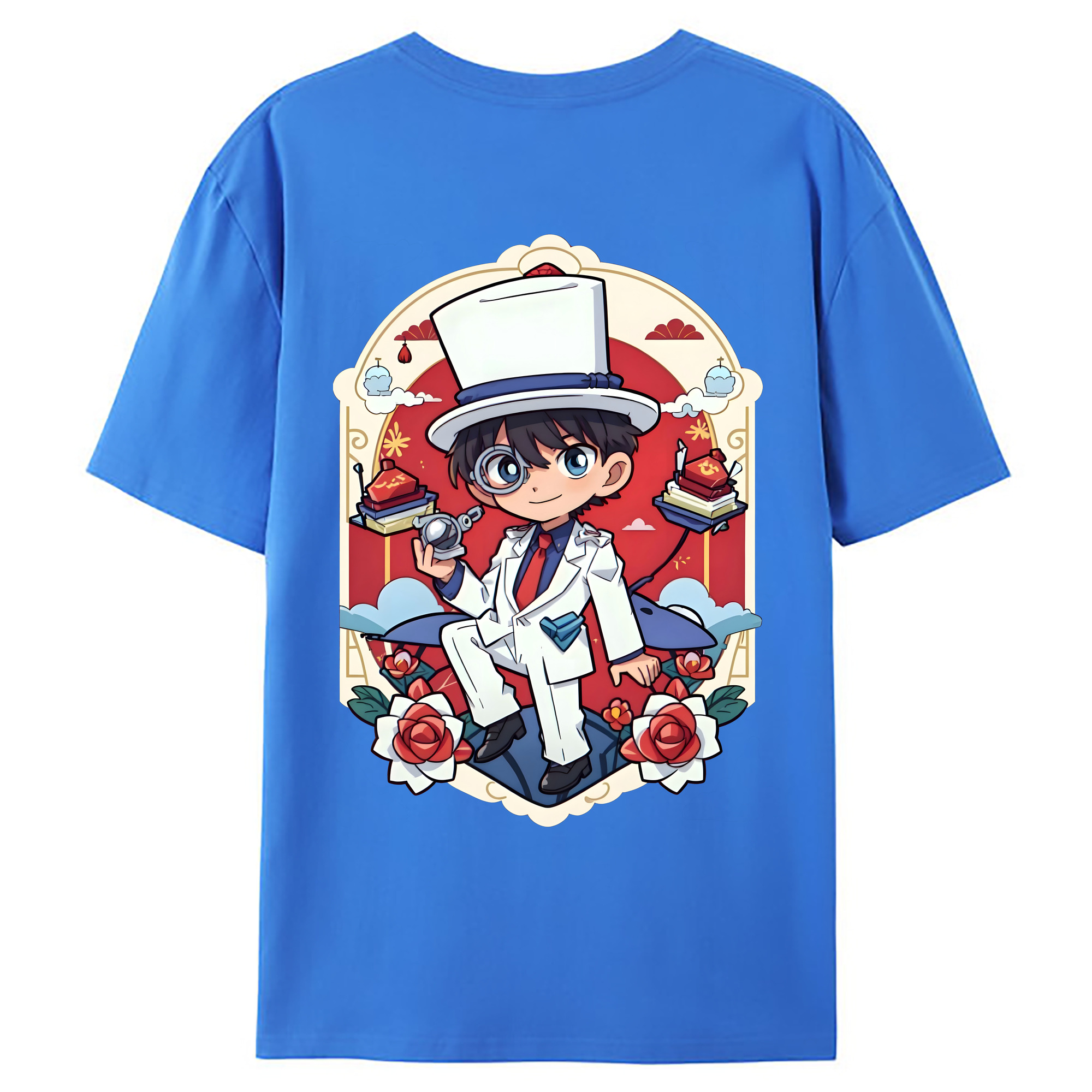（画像用） 名探偵コナン くろば かいと Detective Conan Kuroba Kaito 綿100％ メンズ半袖Tシャツ（バックプリント） 通気性