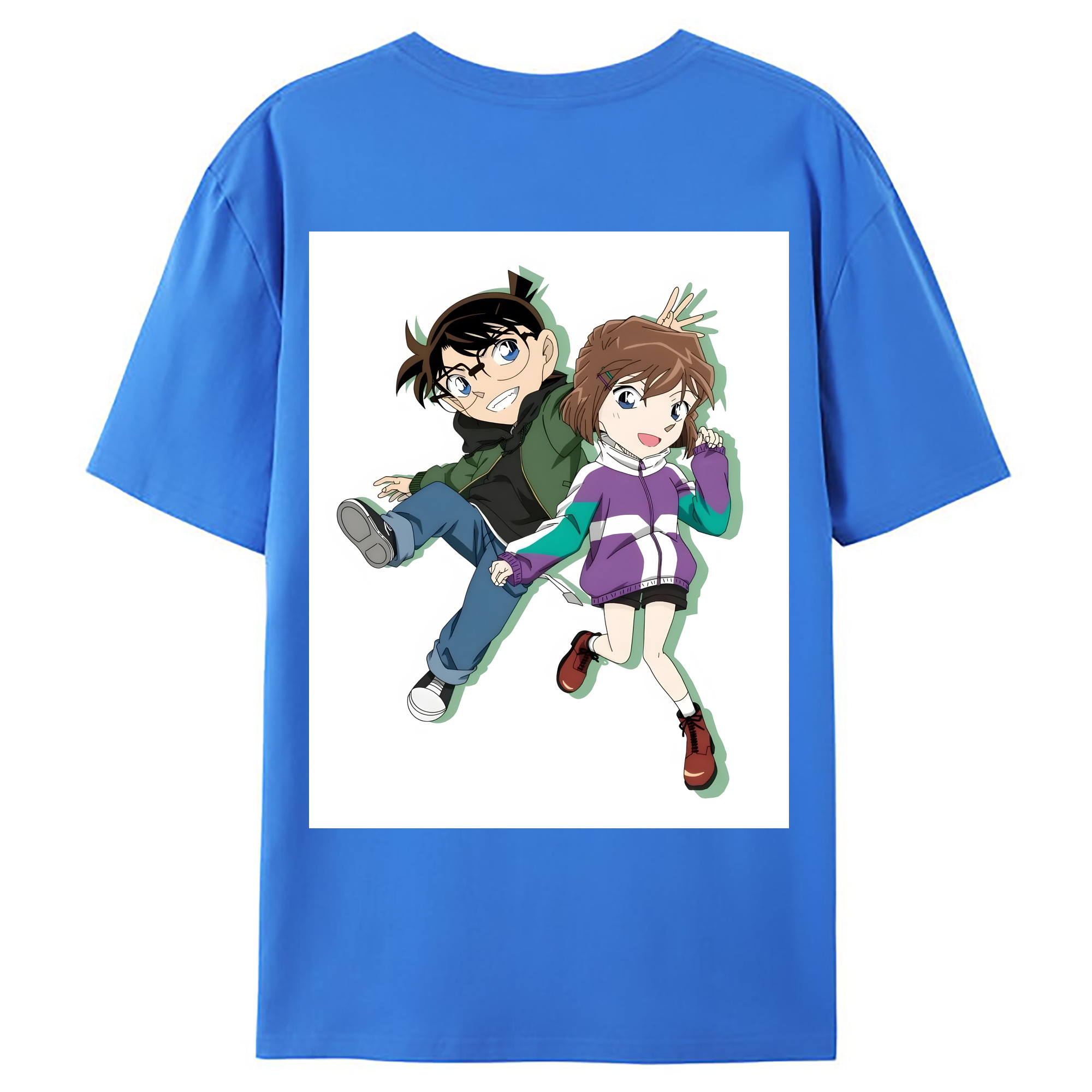 （画像用） 名探偵コナン 灰原 哀 はいばら あい Detective Conan Anita Hailey、Vi Graythorn Haibara Ai 綿100％ メンズ半袖Tシャツ（バックプリント） 通気性