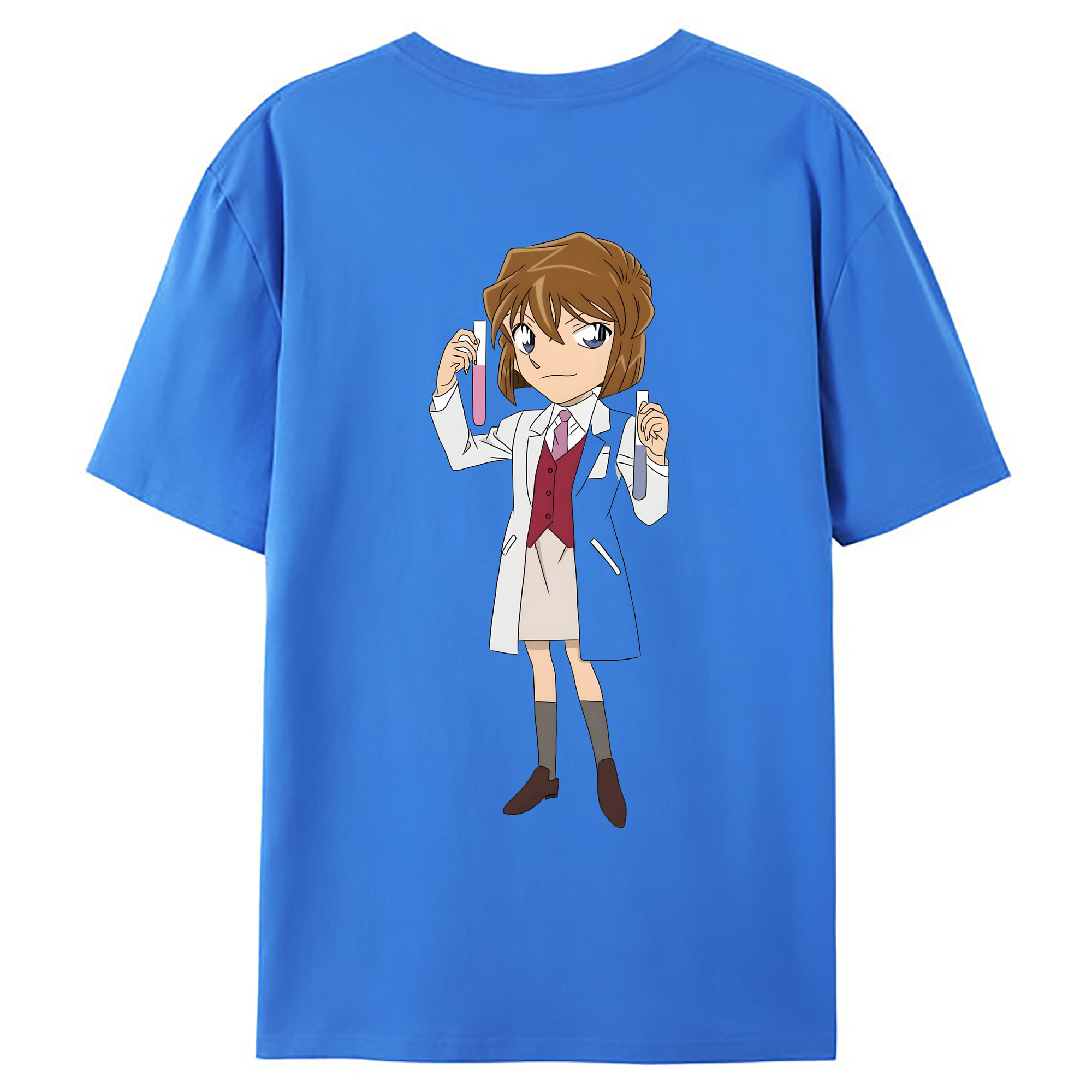 （画像用） 名探偵コナン 灰原 哀 はいばら あい Detective Conan Anita Hailey、Vi Graythorn Haibara Ai 綿100％ メンズ半袖Tシャツ（バックプリント） 通気性