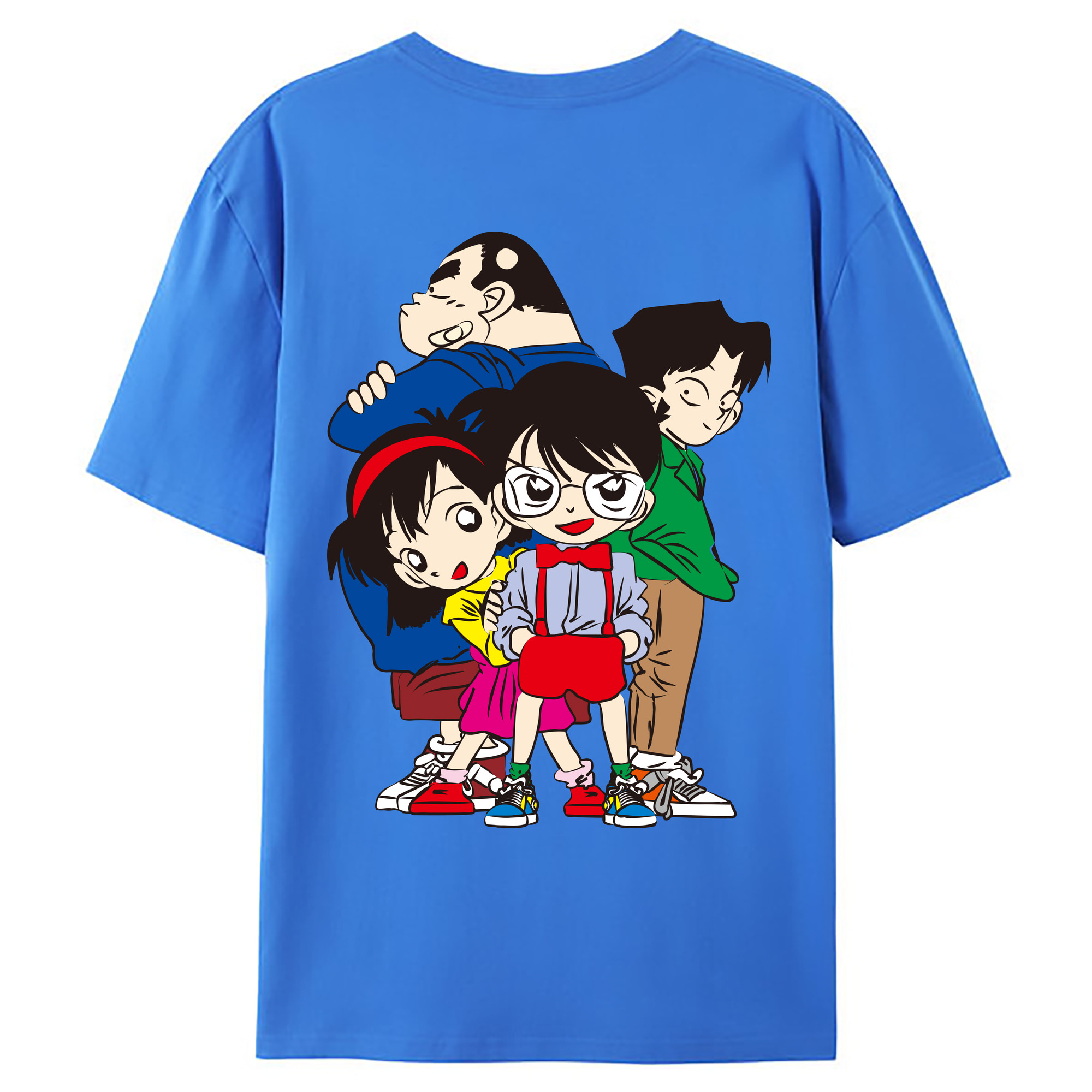 （画像用） 名探偵コナン Detective Conan 綿100％ メンズ半袖Tシャツ（バックプリント） 通気性