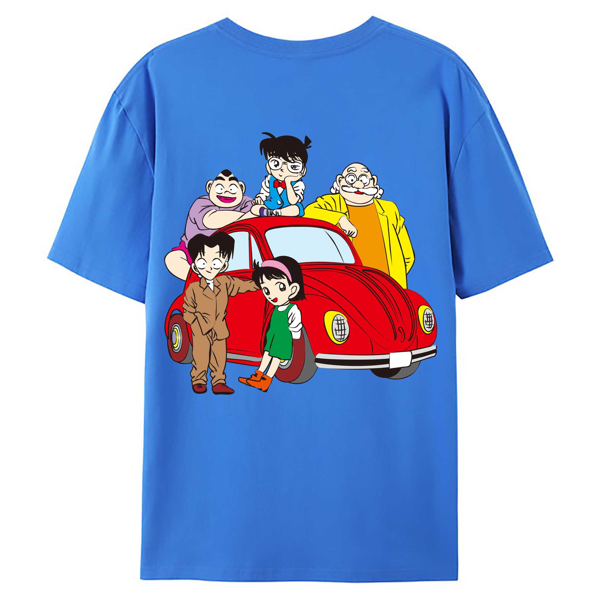 （画像用） 名探偵コナン Detective Conan 綿100％ メンズ半袖Tシャツ（バックプリント） 通気性