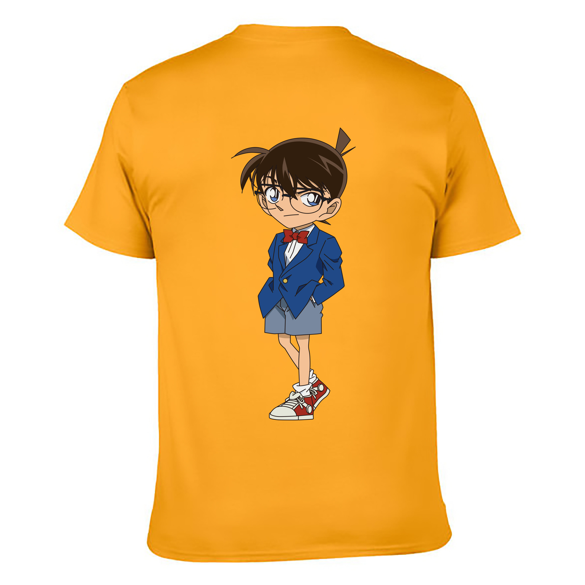 （画像用） 名探偵コナン 江戸川 コナン Detective Conan Conan Edogawa 綿100％ メンズ半袖Tシャツ（バックプリント） 通気性