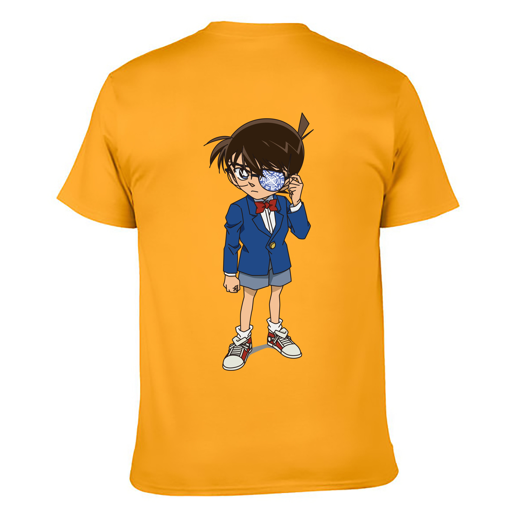 （画像用） 名探偵コナン 江戸川 コナン Detective Conan Conan Edogawa 綿100％ メンズ半袖Tシャツ（バックプリント） 通気性