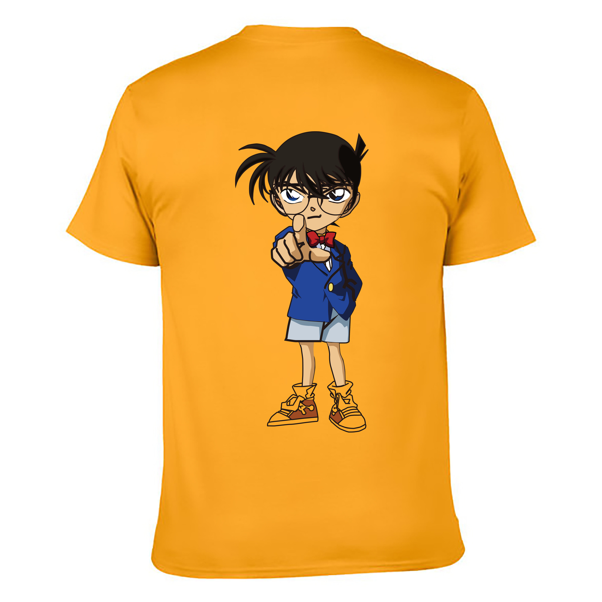 （画像用） 名探偵コナン 江戸川 コナン Detective Conan Conan Edogawa 綿100％ メンズ半袖Tシャツ（バックプリント） 通気性