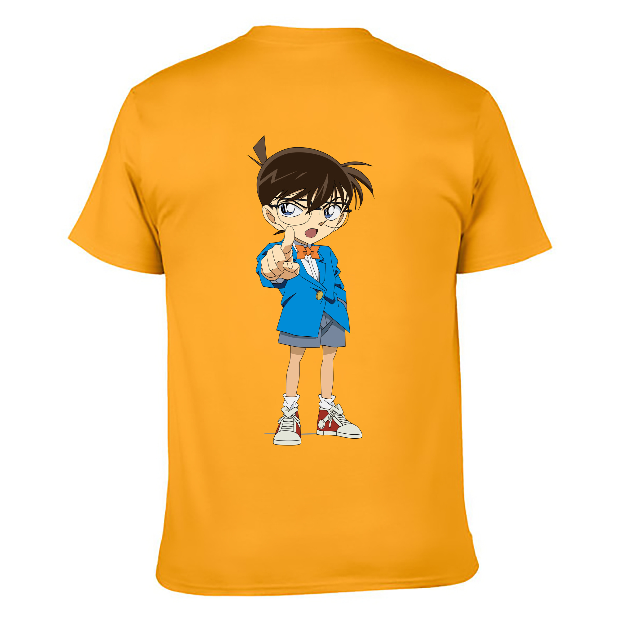 （画像用） 名探偵コナン 江戸川 コナン Detective Conan Conan Edogawa 綿100％ メンズ半袖Tシャツ（バックプリント） 通気性