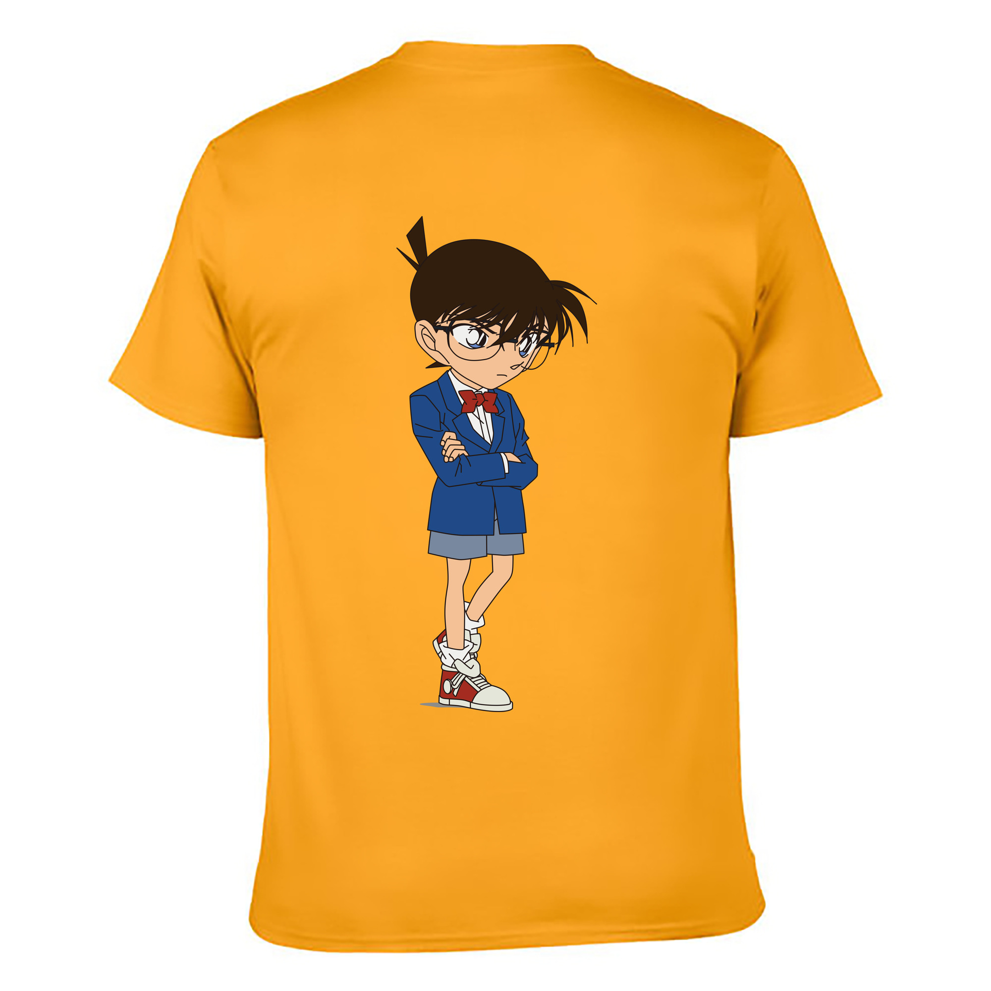 （画像用） 名探偵コナン 江戸川 コナン Detective Conan Conan Edogawa 綿100％ メンズ半袖Tシャツ（バックプリント） 通気性