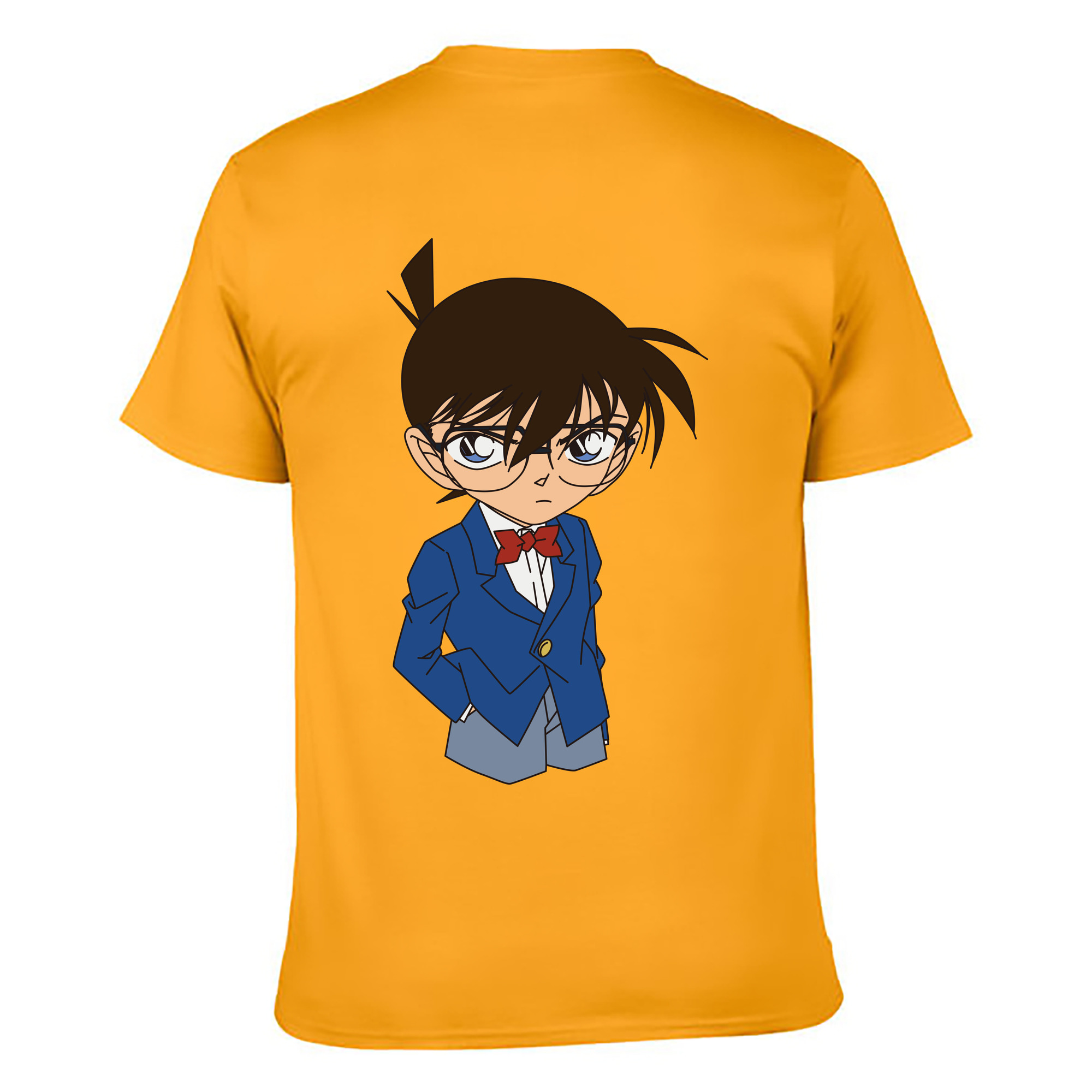 （画像用） 名探偵コナン 江戸川 コナン Detective Conan Conan Edogawa 綿100％ メンズ半袖Tシャツ（バックプリント） 通気性