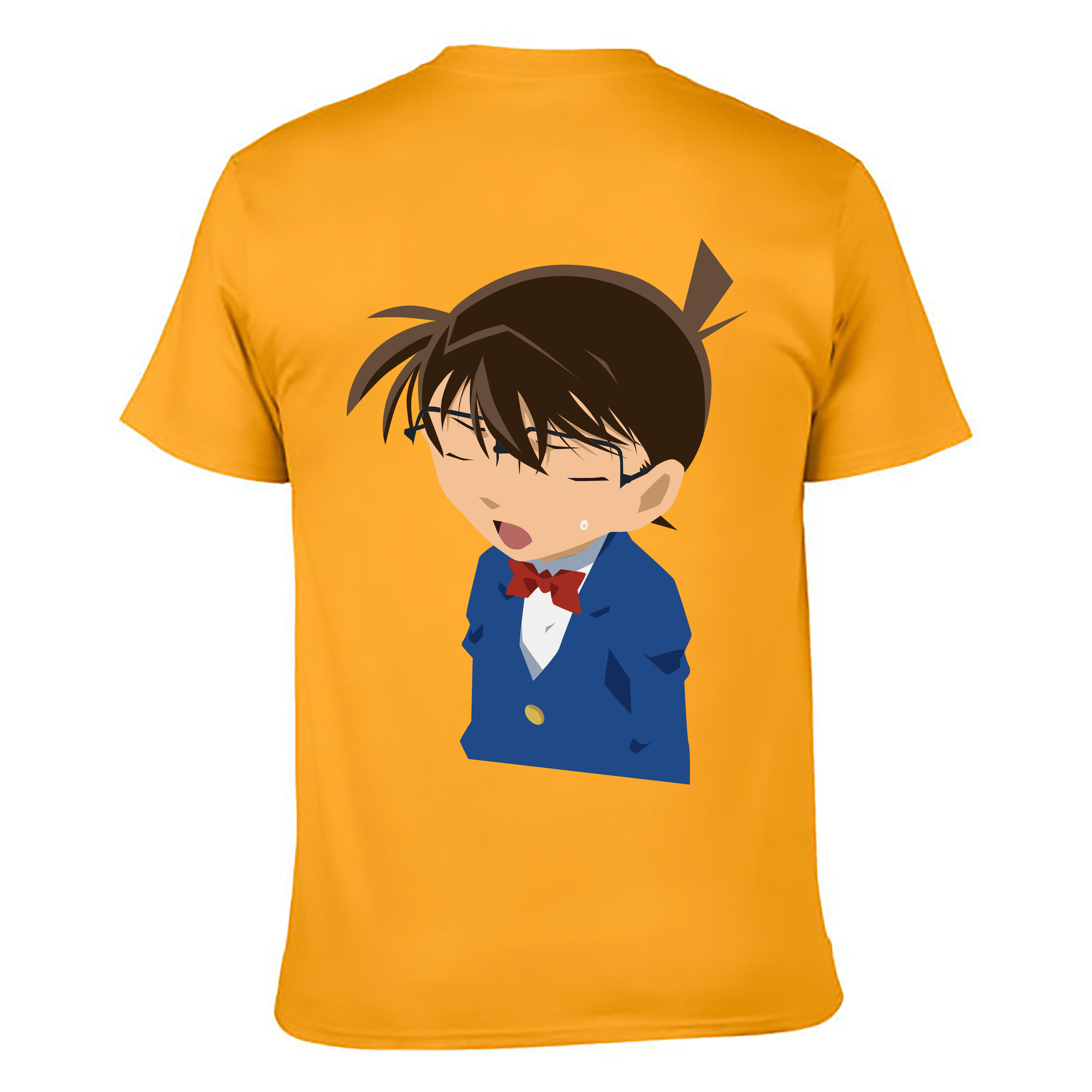 （画像用） 名探偵コナン 江戸川 コナン Detective Conan Conan Edogawa 綿100％ メンズ半袖Tシャツ（バックプリント） 通気性