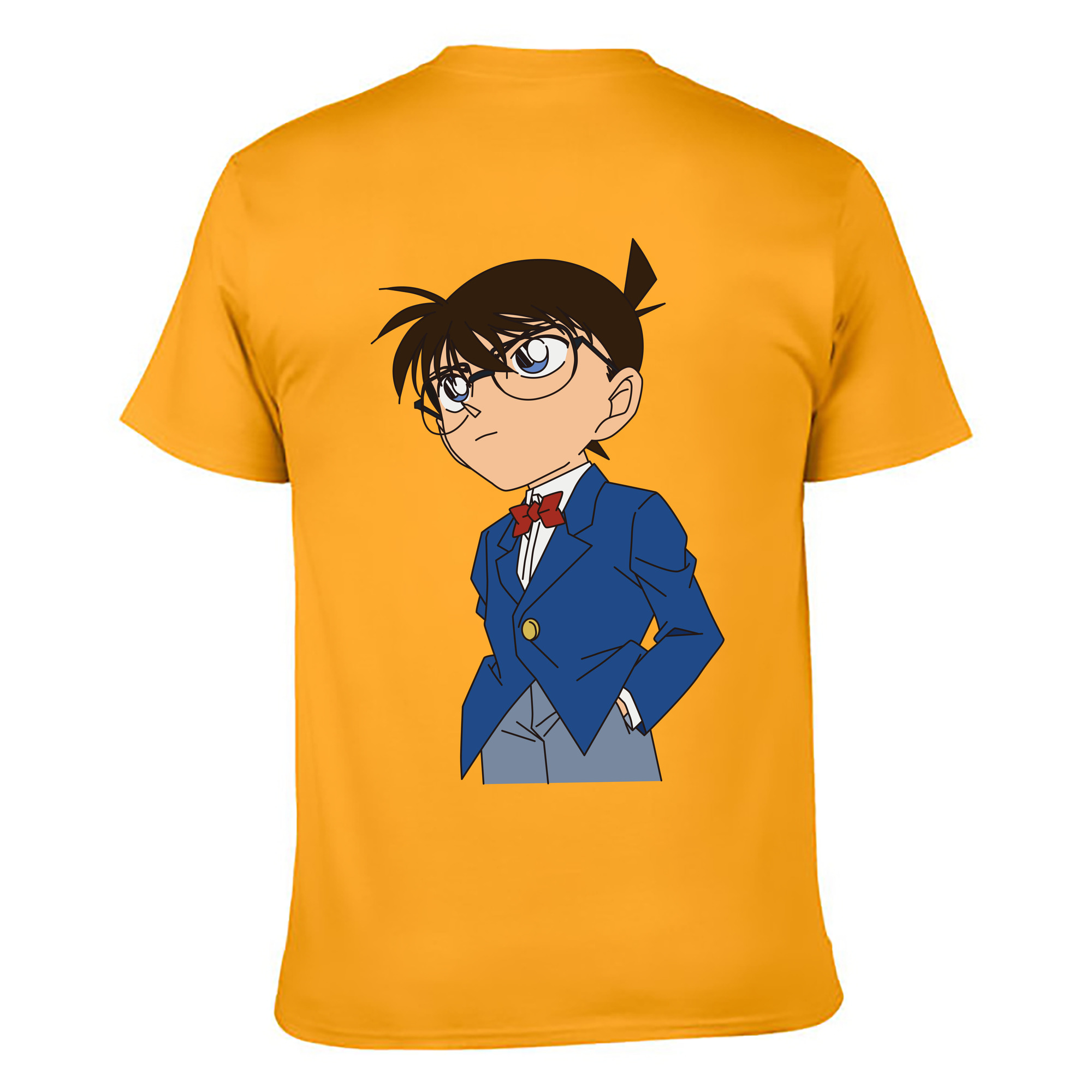（画像用） 名探偵コナン 江戸川 コナン Detective Conan Conan Edogawa 綿100％ メンズ半袖Tシャツ（バックプリント） 通気性