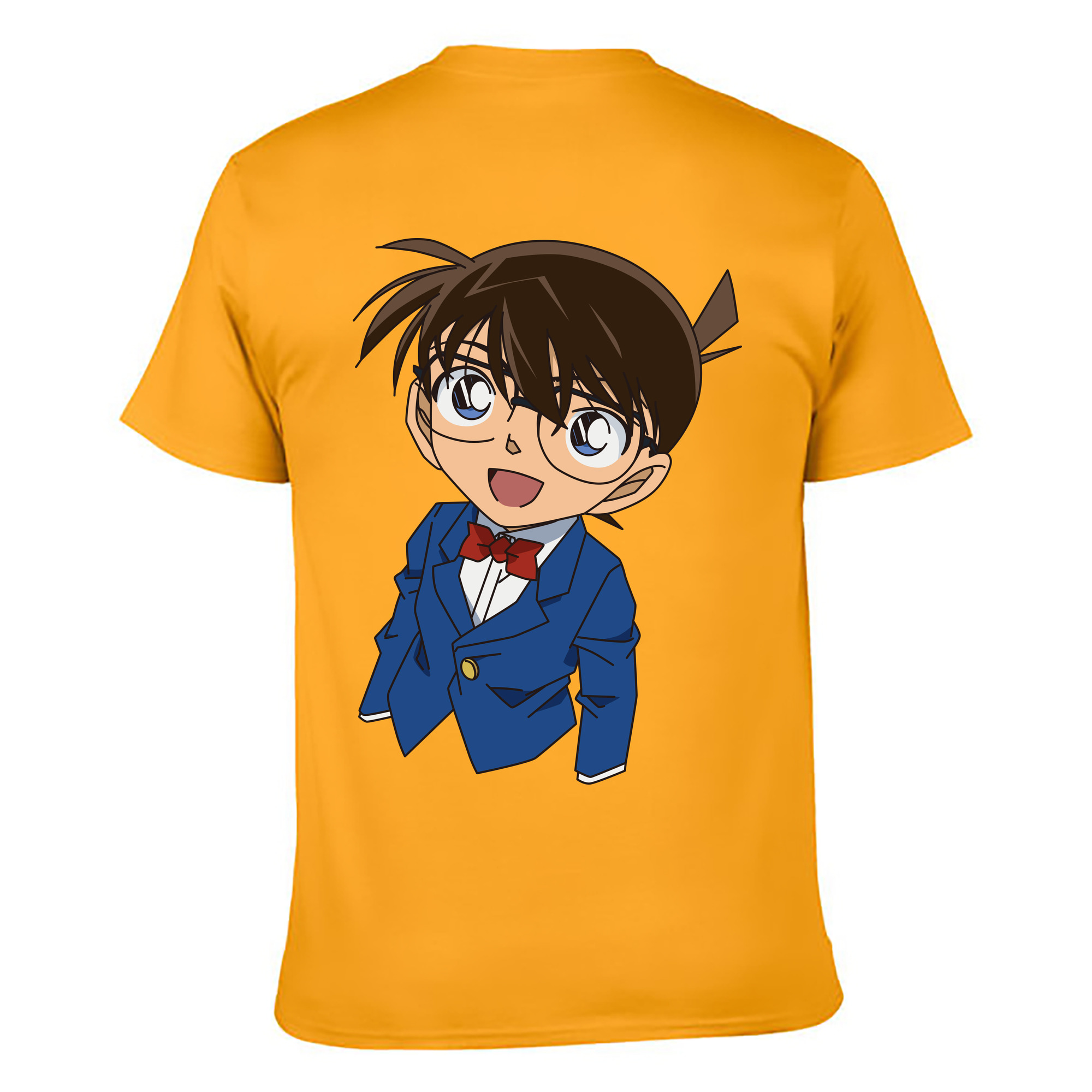 （画像用） 名探偵コナン 江戸川 コナン Detective Conan Conan Edogawa 綿100％ メンズ半袖Tシャツ（バックプリント） 通気性