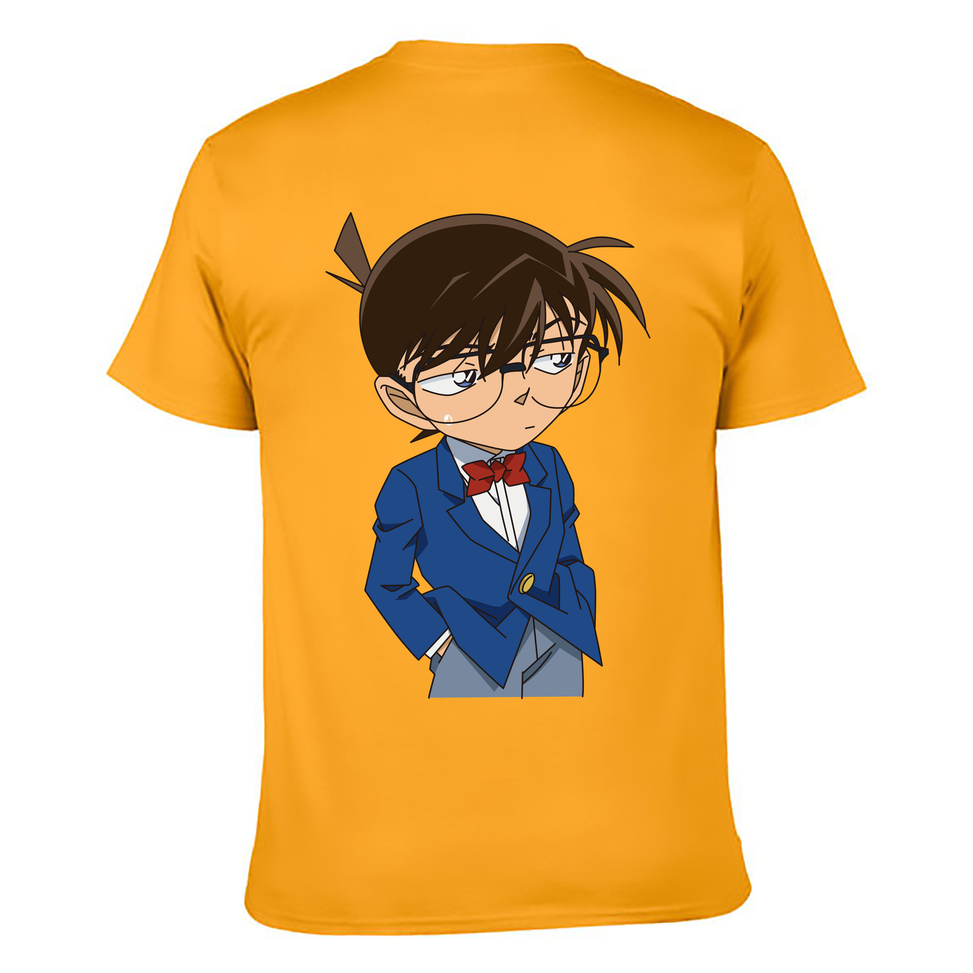 （画像用） 名探偵コナン 江戸川 コナン Detective Conan Conan Edogawa 綿100％ メンズ半袖Tシャツ（バックプリント） 通気性