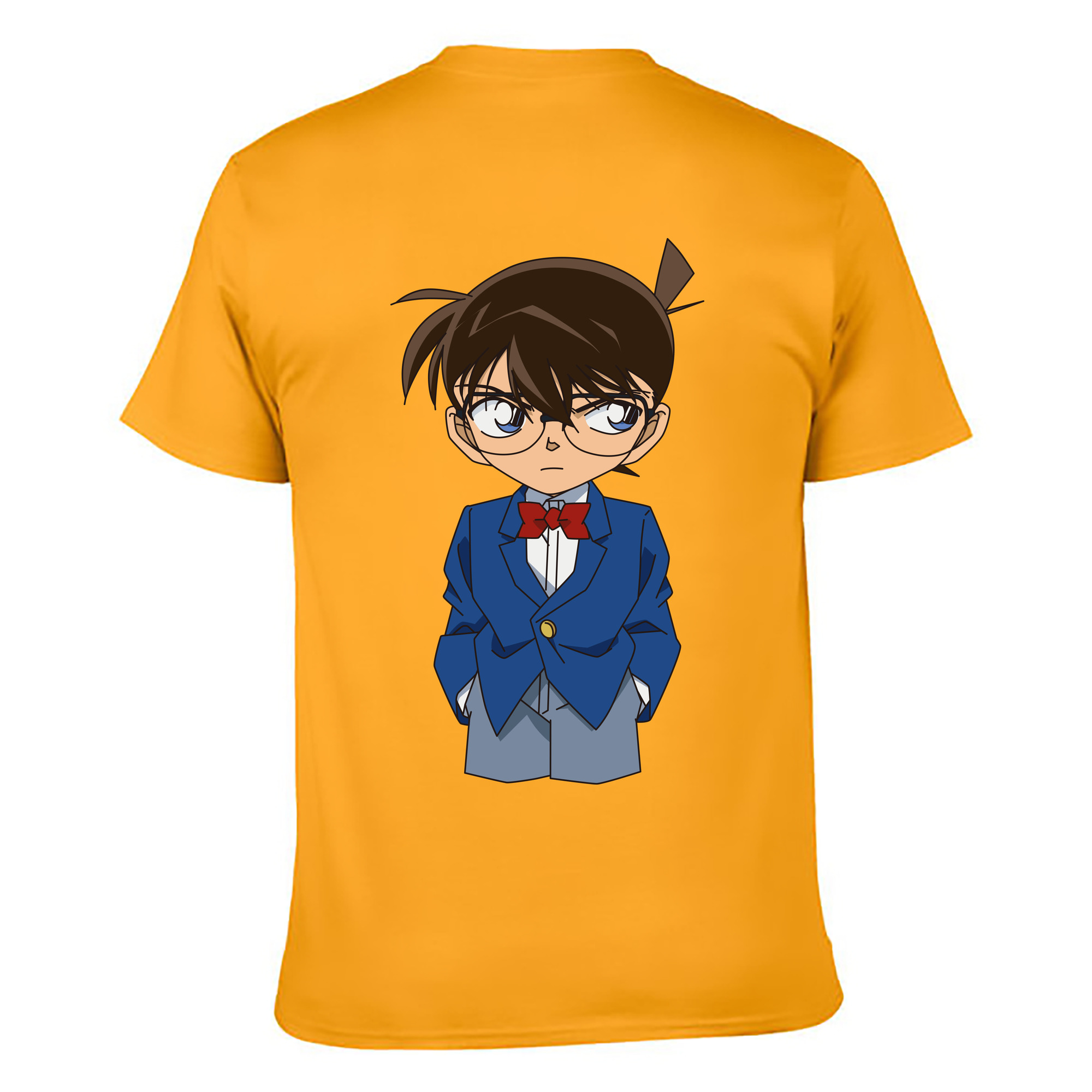 （画像用） 名探偵コナン 江戸川 コナン Detective Conan Conan Edogawa 綿100％ メンズ半袖Tシャツ（バックプリント） 通気性