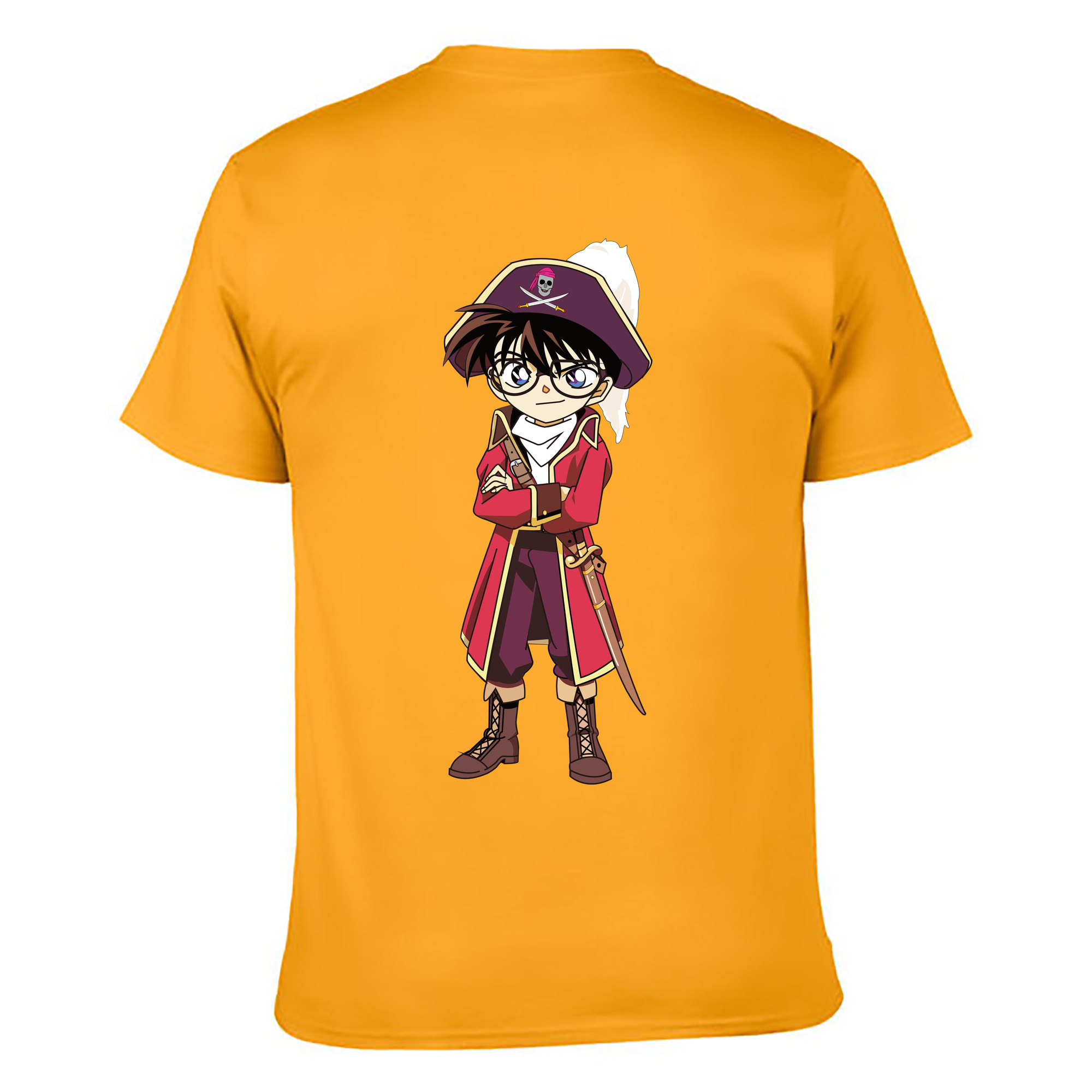 （画像用） 名探偵コナン 江戸川 コナン Detective Conan Conan Edogawa 綿100％ メンズ半袖Tシャツ（バックプリント） 通気性