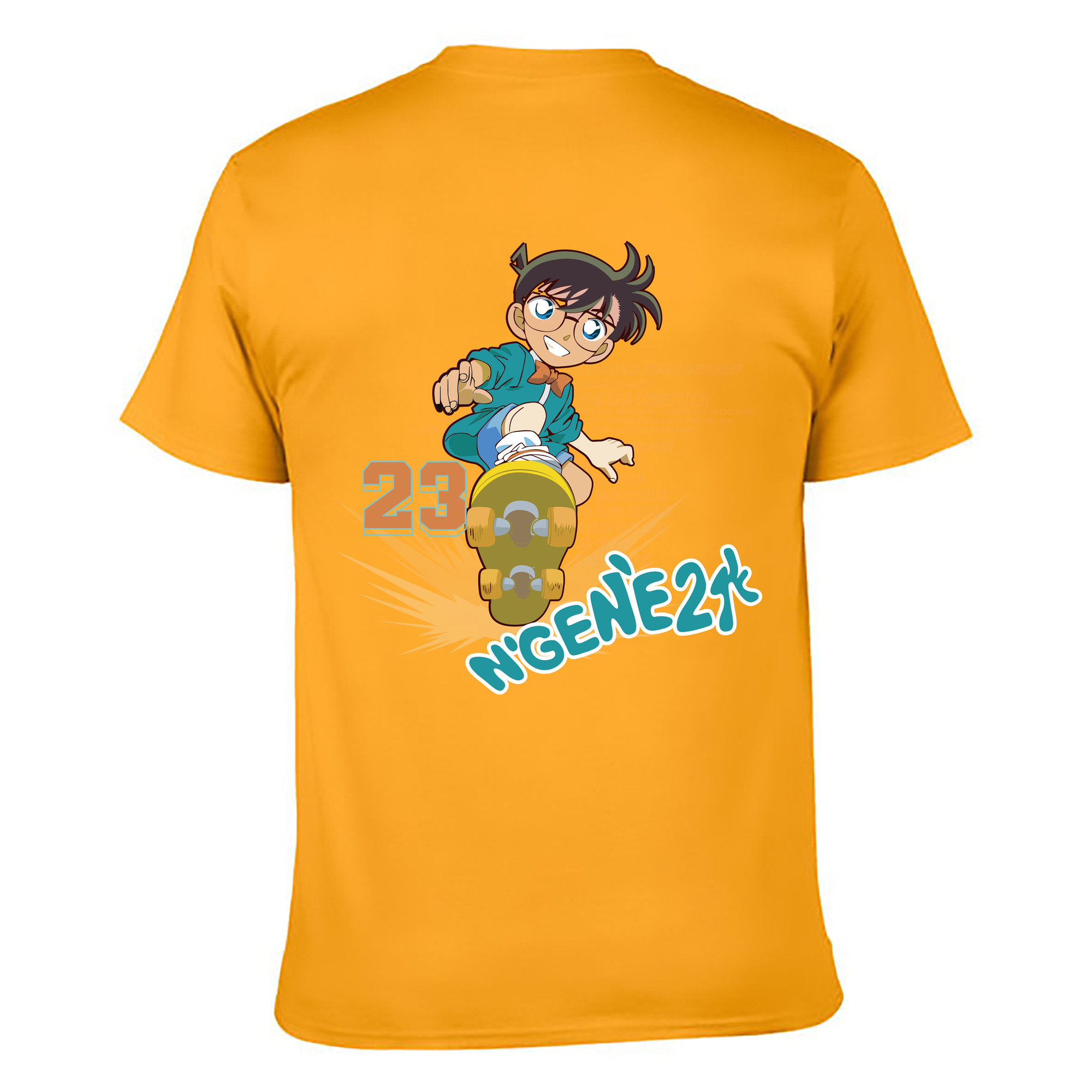（画像用） 名探偵コナン 江戸川 コナン Detective Conan Conan Edogawa 綿100％ メンズ半袖Tシャツ（バックプリント） 通気性