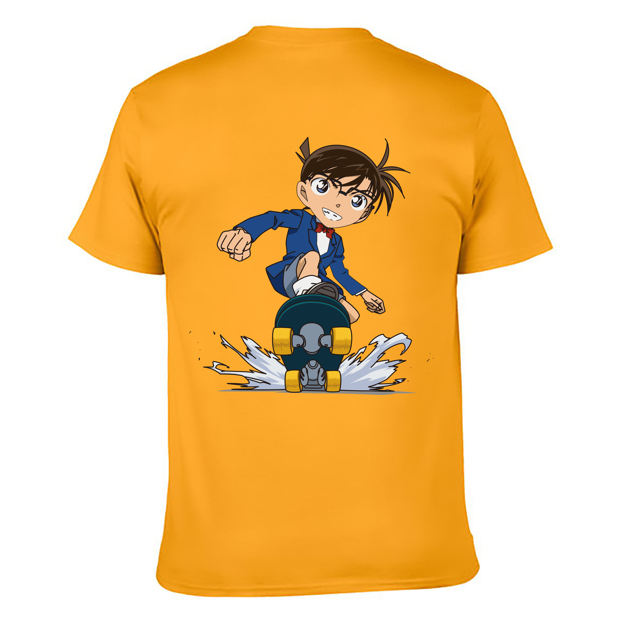 （画像用） 名探偵コナン 江戸川 コナン Detective Conan Conan Edogawa 綿100％ メンズ半袖Tシャツ（バックプリント） 通気性