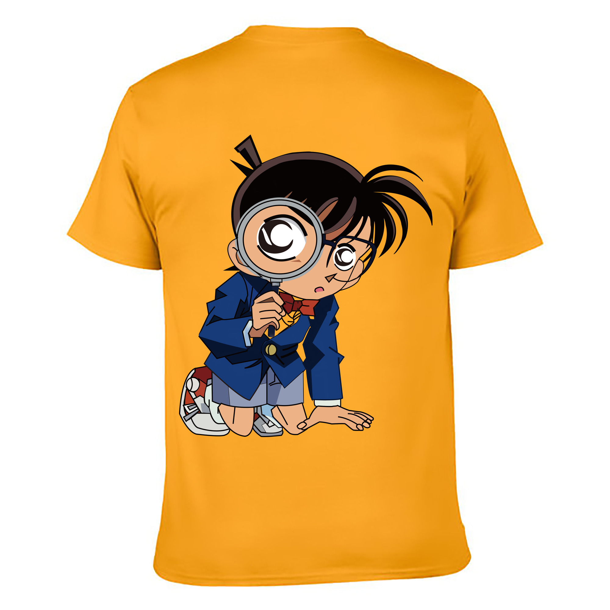 （画像用） 名探偵コナン 江戸川 コナン Detective Conan Conan Edogawa 綿100％ メンズ半袖Tシャツ（バックプリント） 通気性