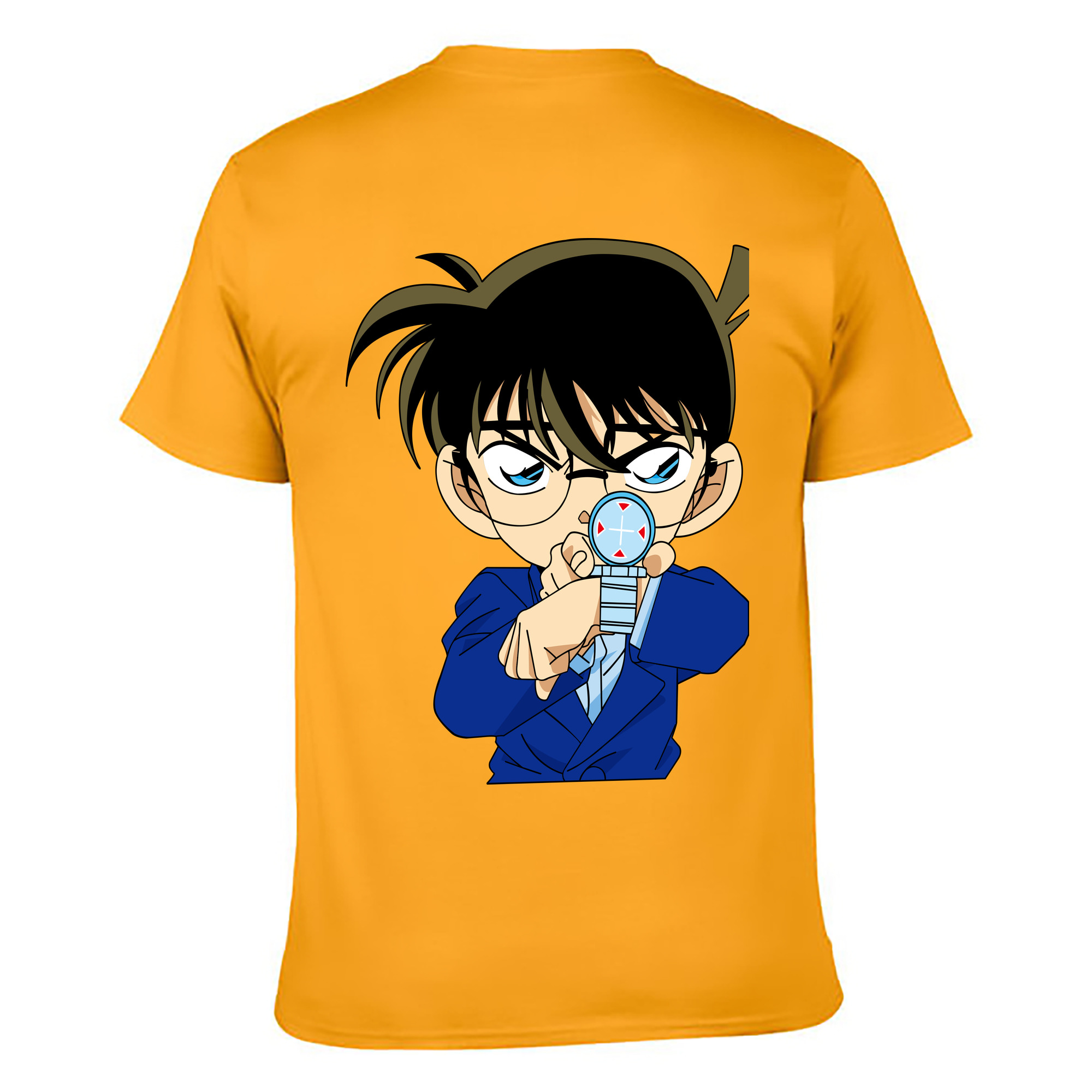 （画像用） 名探偵コナン 江戸川 コナン Detective Conan Conan Edogawa 綿100％ メンズ半袖Tシャツ（バックプリント） 通気性