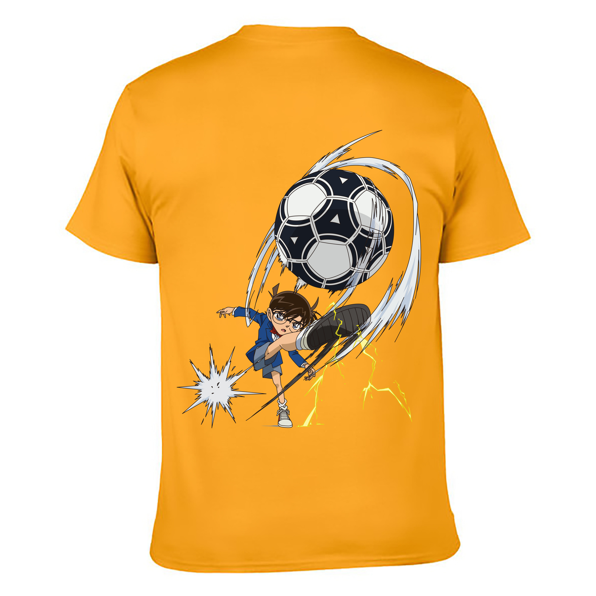 （画像用） 名探偵コナン 江戸川 コナン Detective Conan Conan Edogawa 綿100％ メンズ半袖Tシャツ（バックプリント） 通気性