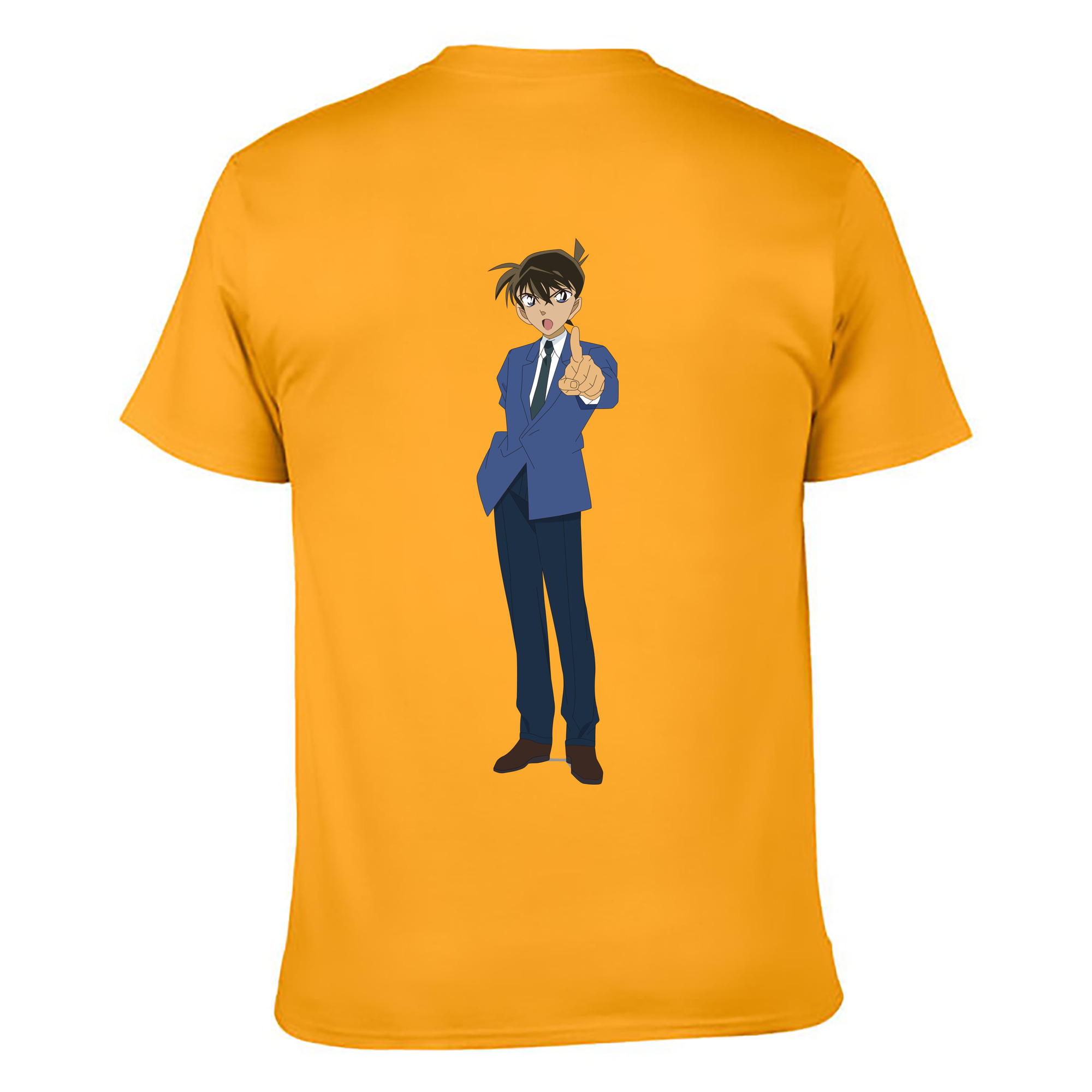 （画像用） 名探偵コナン 江戸川 コナン Detective Conan Conan Edogawa 綿100％ メンズ半袖Tシャツ（バックプリント） 通気性