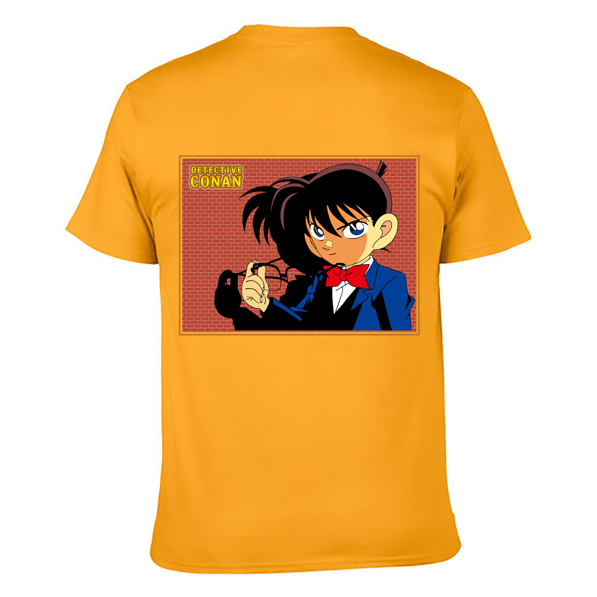 （画像用） 名探偵コナン 江戸川 コナン Detective Conan Conan Edogawa 綿100％ メンズ半袖Tシャツ（バックプリント） 通気性