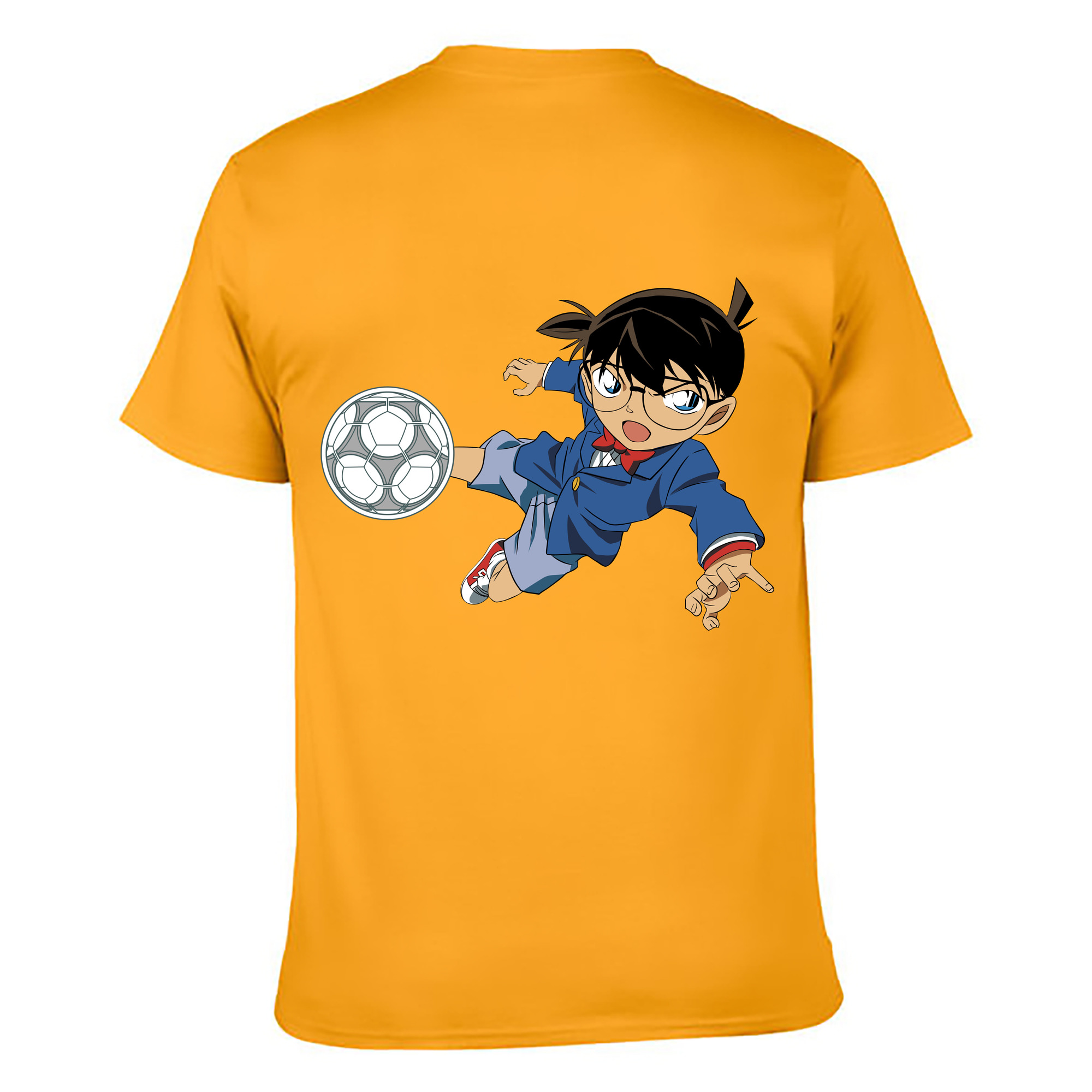 （画像用） 名探偵コナン 江戸川 コナン Detective Conan Conan Edogawa 綿100％ メンズ半袖Tシャツ（バックプリント） 通気性
