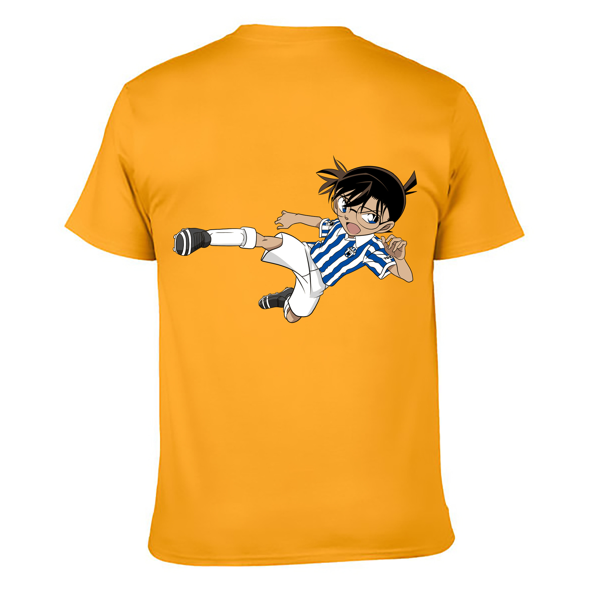 （画像用） 名探偵コナン 江戸川 コナン Detective Conan Conan Edogawa 綿100％ メンズ半袖Tシャツ（バックプリント） 通気性