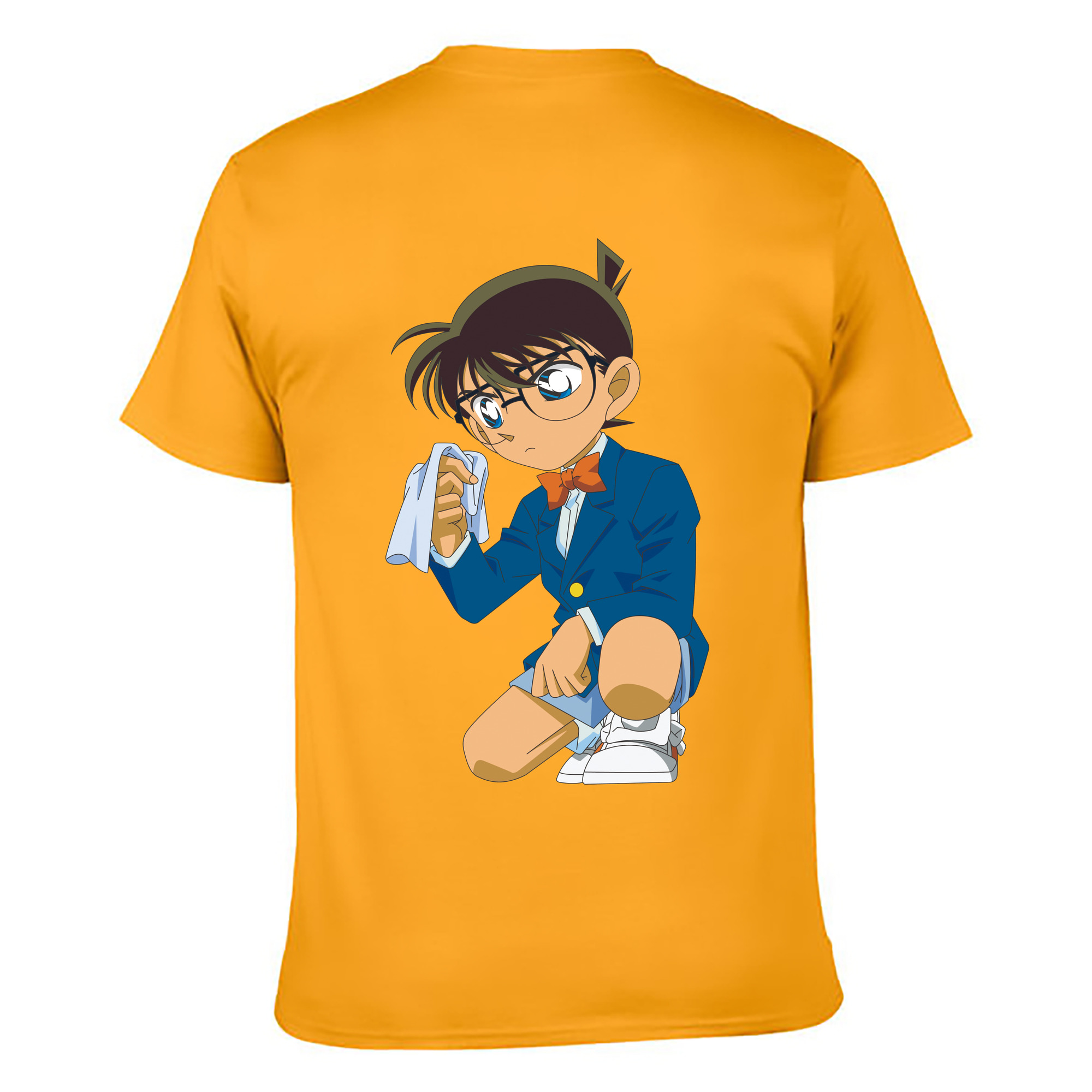 （画像用） 名探偵コナン 江戸川 コナン Detective Conan Conan Edogawa 綿100％ メンズ半袖Tシャツ（バックプリント） 通気性