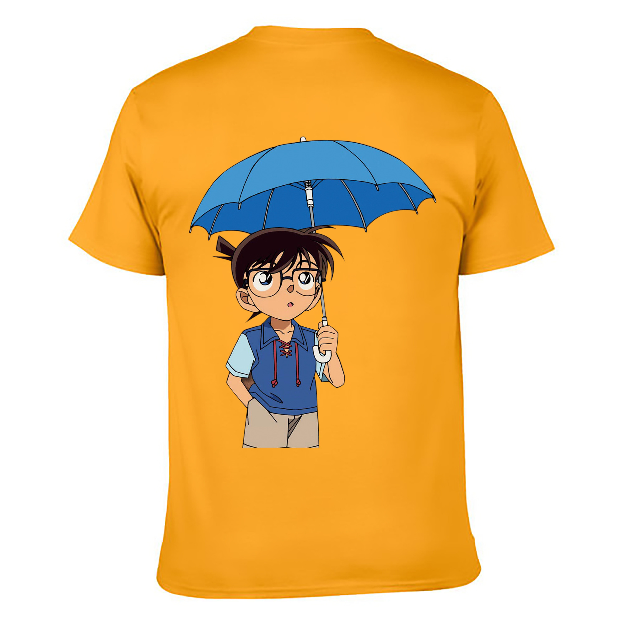 （画像用） 名探偵コナン 江戸川 コナン Detective Conan Conan Edogawa 綿100％ メンズ半袖Tシャツ（バックプリント） 通気性