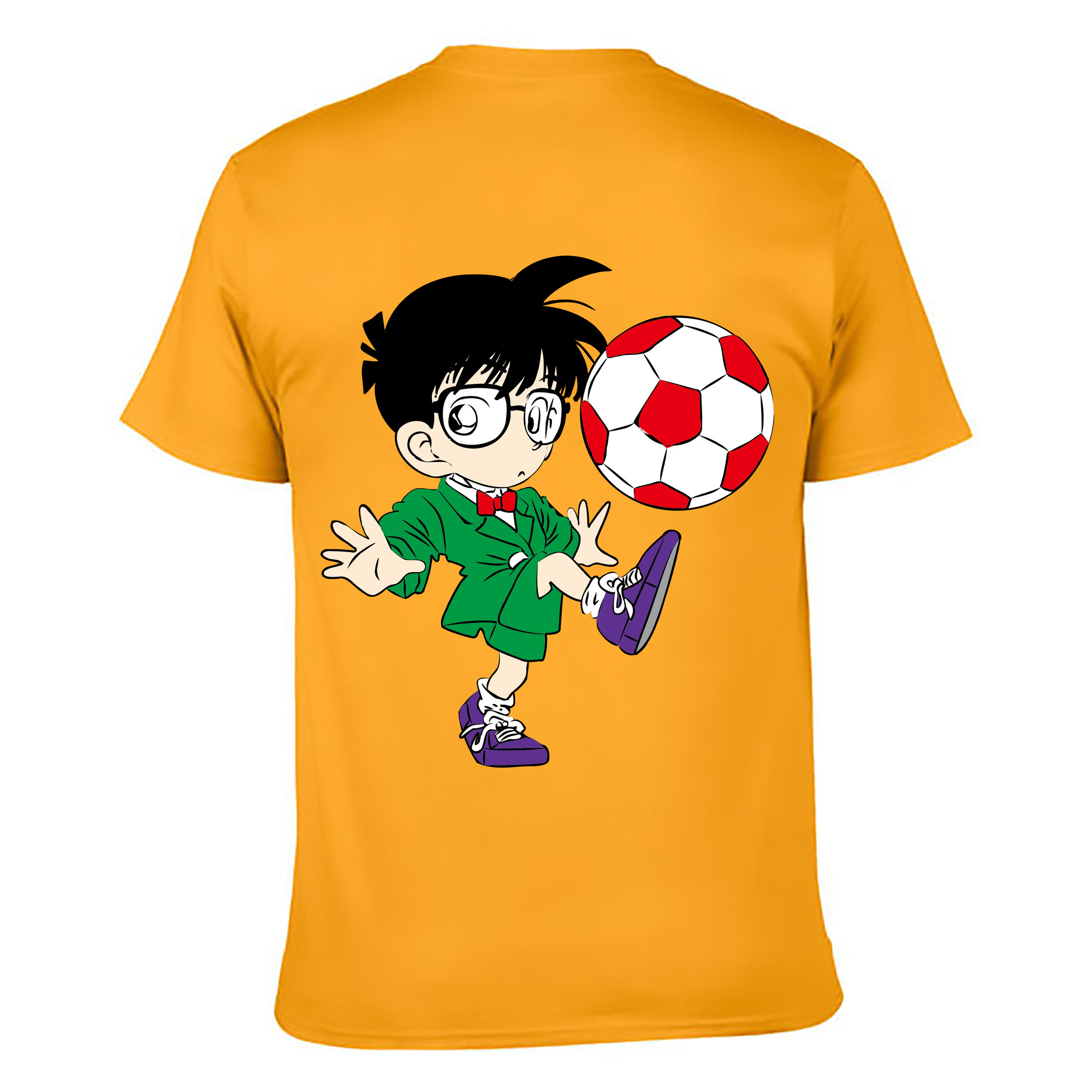 （画像用） 名探偵コナン 江戸川 コナン Detective Conan Conan Edogawa 綿100％ メンズ半袖Tシャツ（バックプリント） 通気性