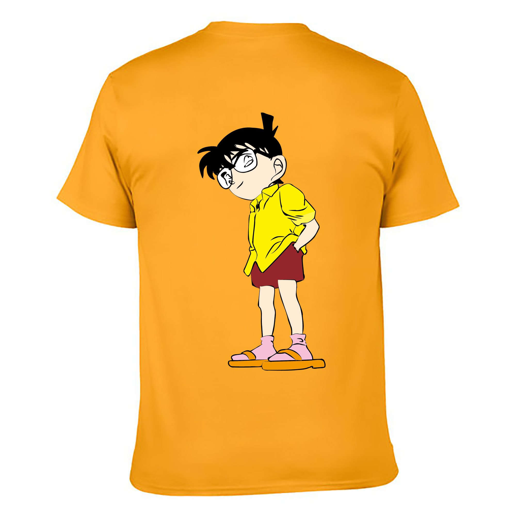 （画像用） 名探偵コナン 江戸川 コナン Detective Conan Conan Edogawa 綿100％ メンズ半袖Tシャツ（バックプリント） 通気性