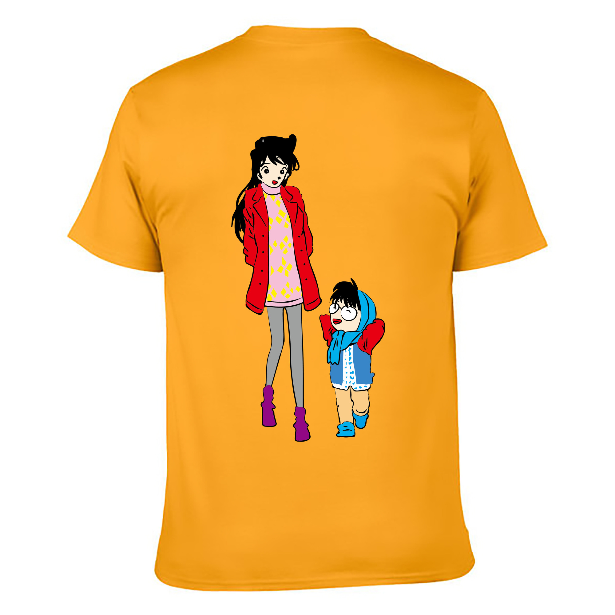 （画像用） 名探偵コナン 江戸川 コナン Detective Conan Conan Edogawa 綿100％ メンズ半袖Tシャツ（バックプリント） 通気性