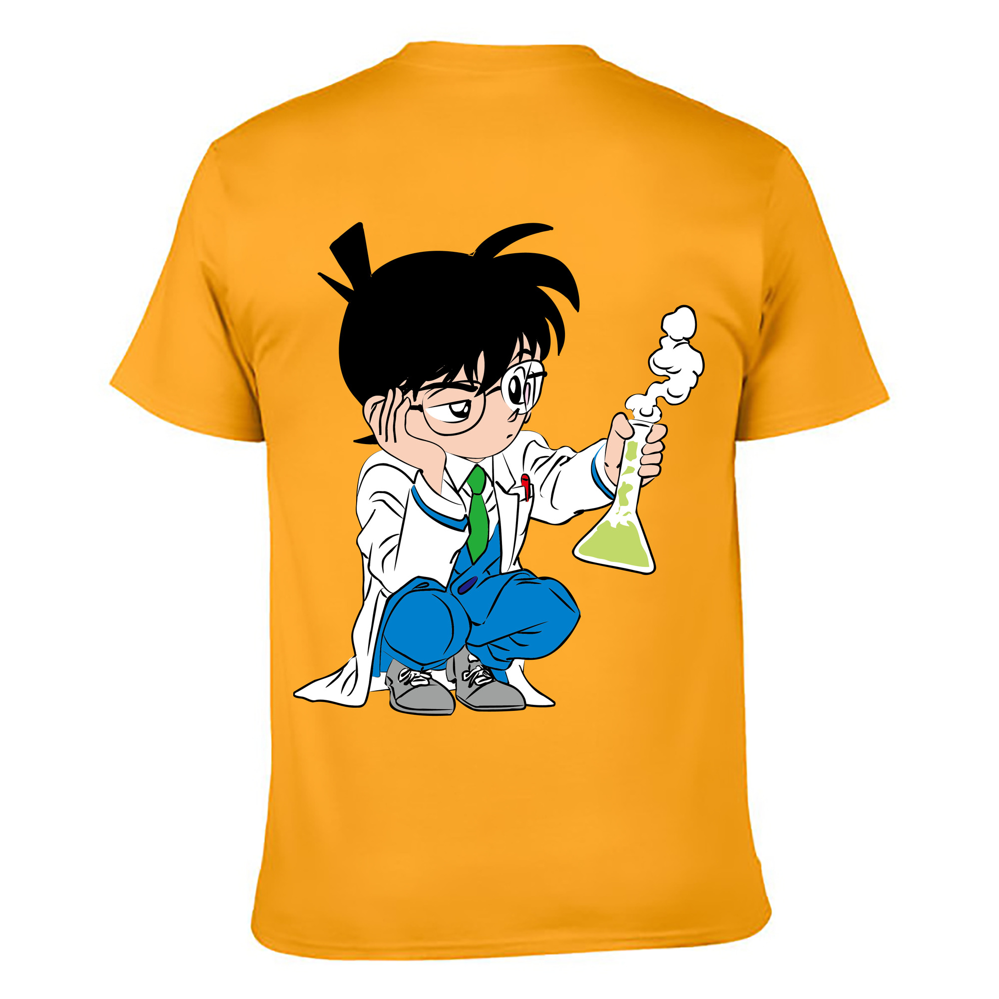 （画像用） 名探偵コナン 江戸川 コナン Detective Conan Conan Edogawa 綿100％ メンズ半袖Tシャツ（バックプリント） 通気性