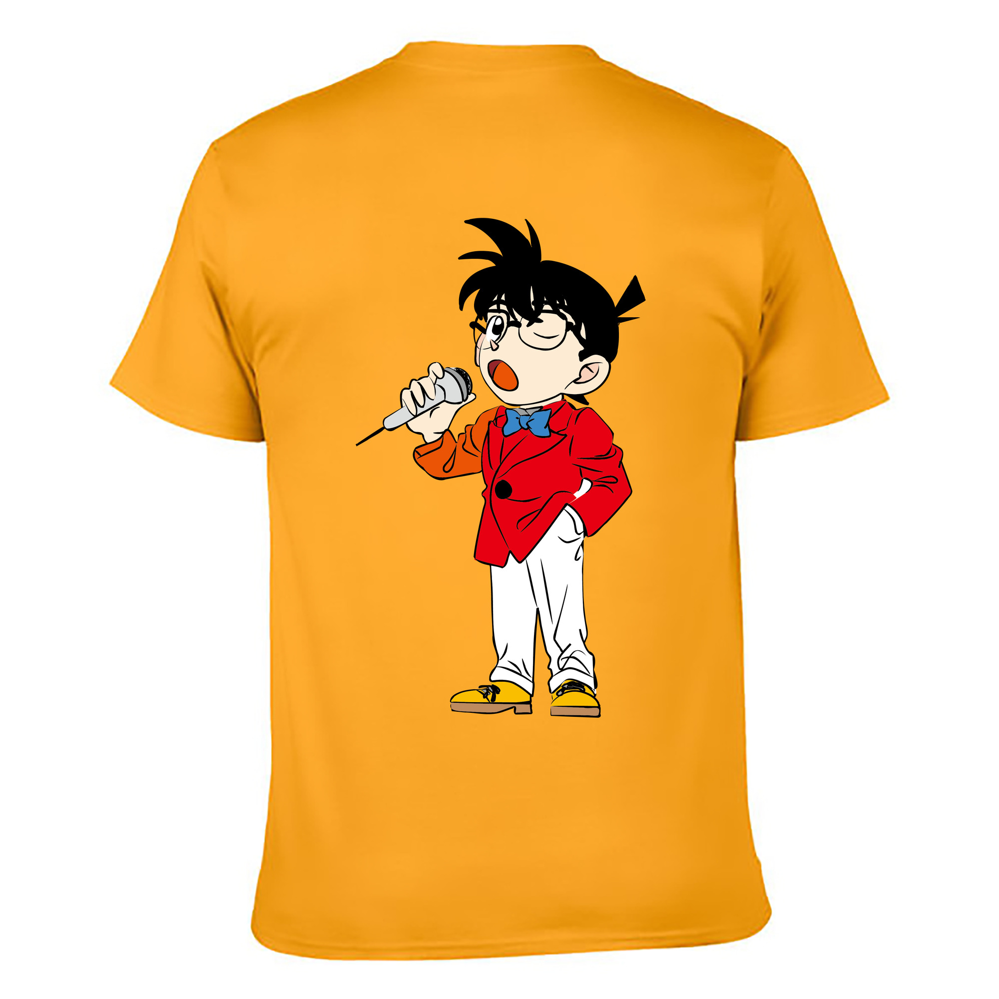 （画像用） 名探偵コナン 江戸川 コナン Detective Conan Conan Edogawa 綿100％ メンズ半袖Tシャツ（バックプリント） 通気性
