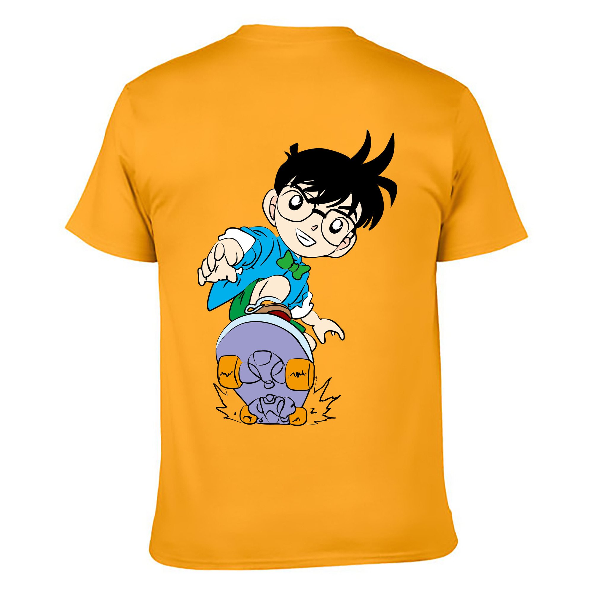 （画像用） 名探偵コナン 江戸川 コナン Detective Conan Conan Edogawa 綿100％ メンズ半袖Tシャツ（バックプリント） 通気性