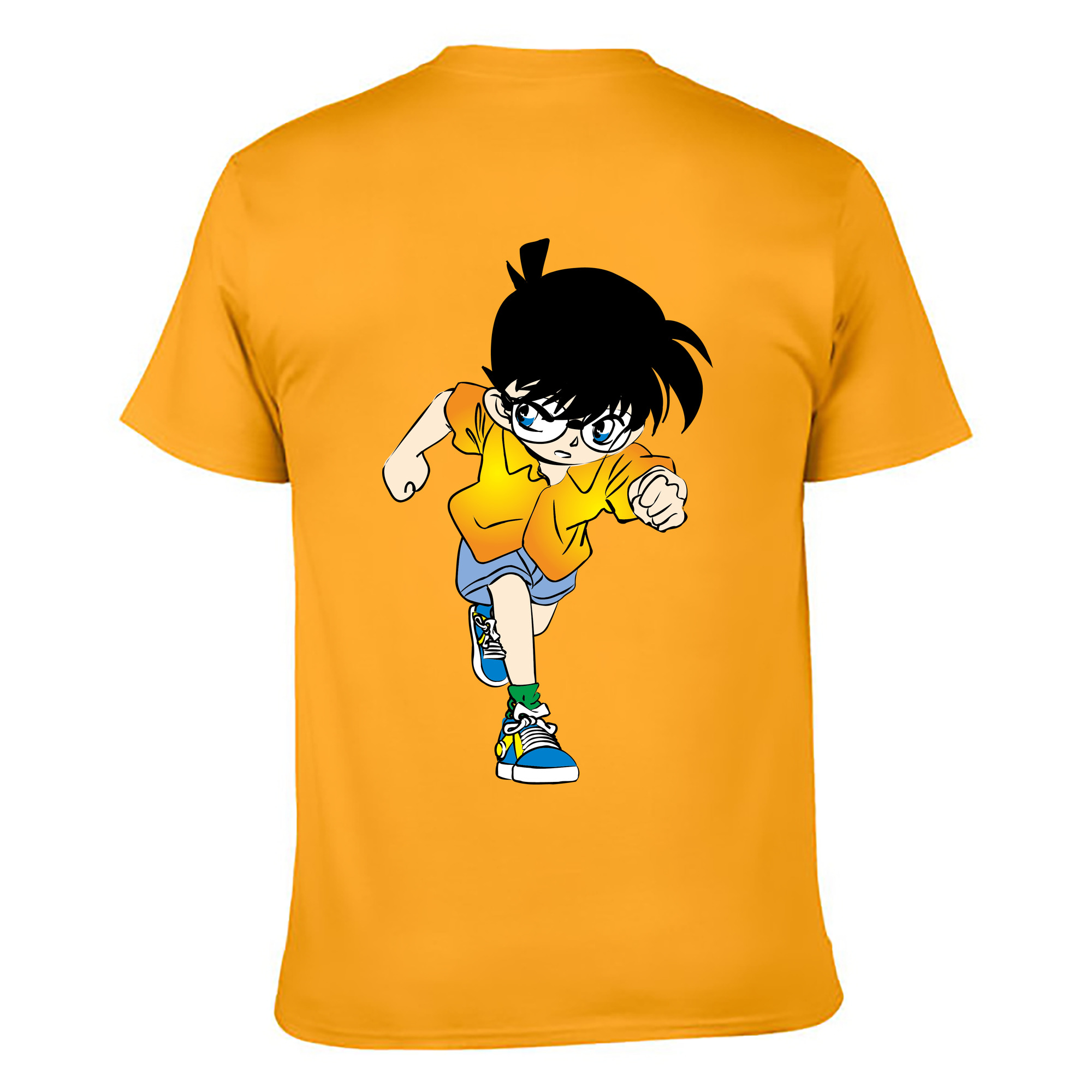 （画像用） 名探偵コナン 江戸川 コナン Detective Conan Conan Edogawa 綿100％ メンズ半袖Tシャツ（バックプリント） 通気性