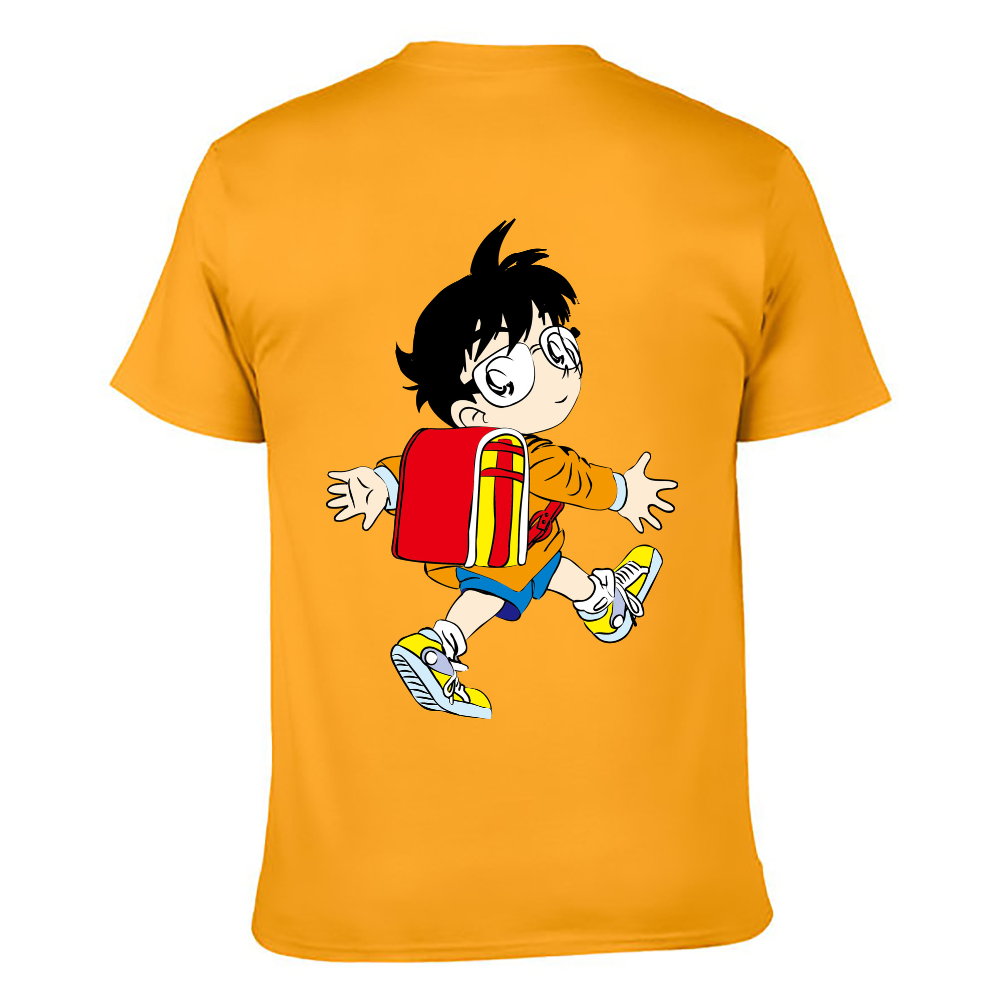 （画像用） 名探偵コナン 江戸川 コナン Detective Conan Conan Edogawa 綿100％ メンズ半袖Tシャツ（バックプリント） 通気性