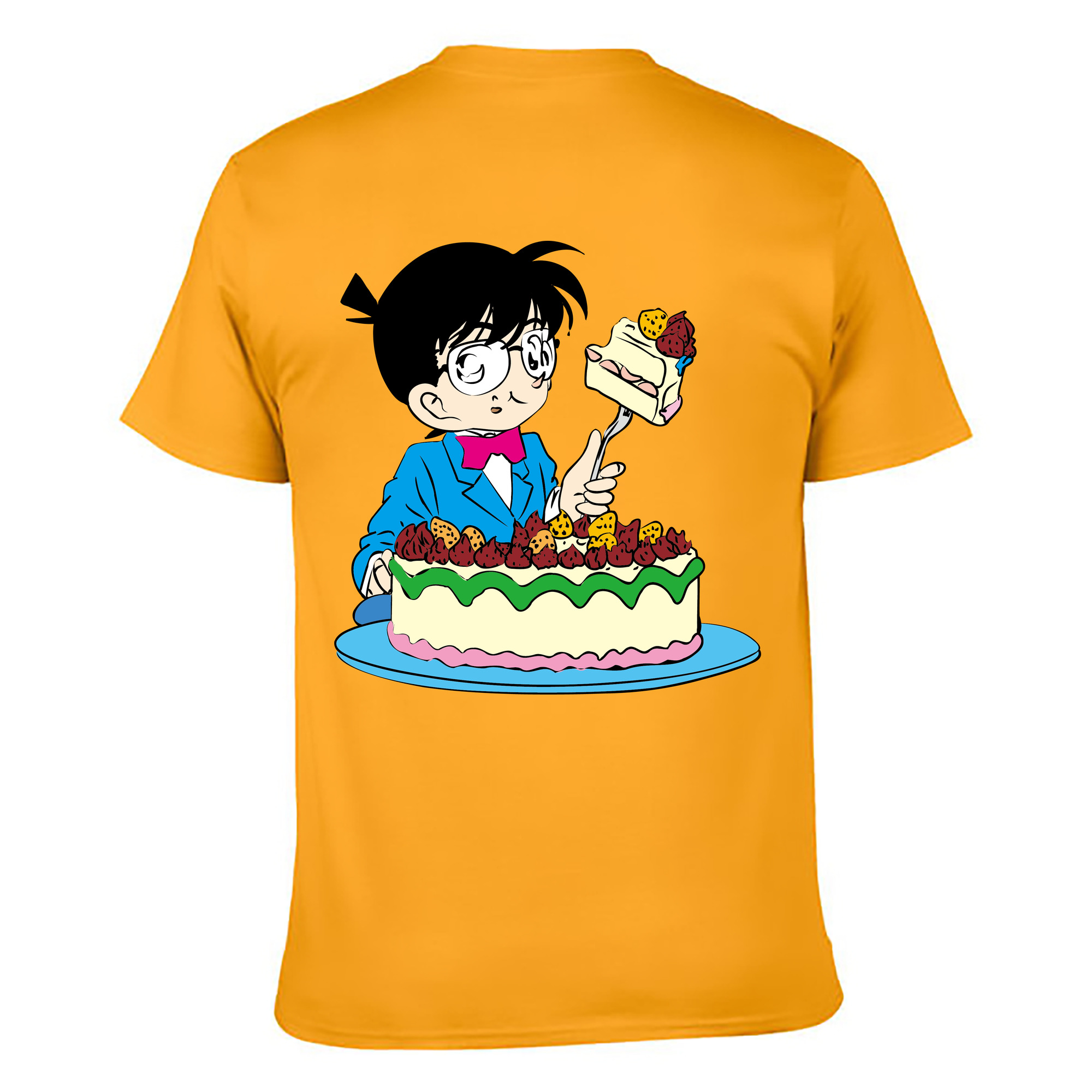 （画像用） 名探偵コナン 江戸川 コナン Detective Conan Conan Edogawa 綿100％ メンズ半袖Tシャツ（バックプリント） 通気性