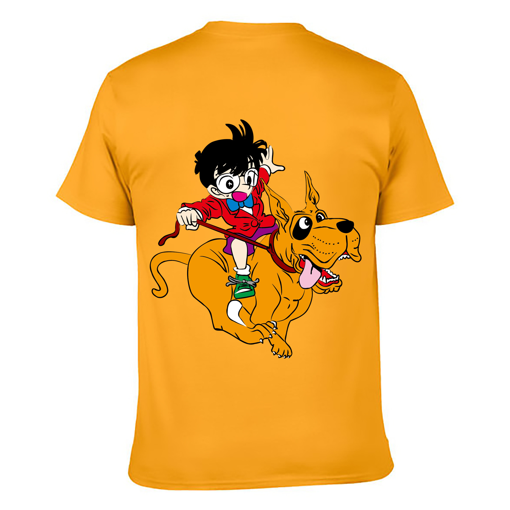 （画像用） 名探偵コナン 江戸川 コナン Detective Conan Conan Edogawa 綿100％ メンズ半袖Tシャツ（バックプリント） 通気性