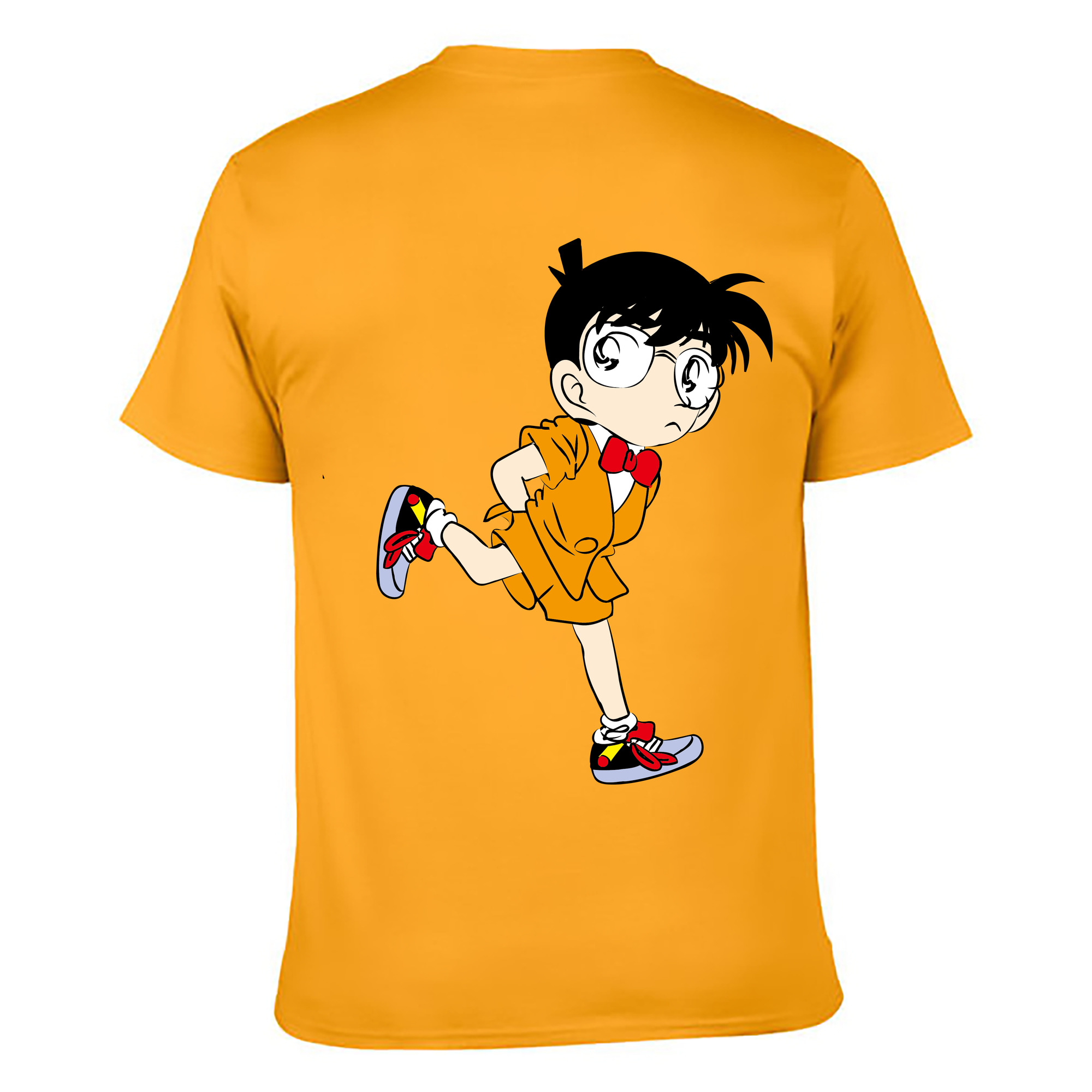 （画像用） 名探偵コナン 江戸川 コナン Detective Conan Conan Edogawa 綿100％ メンズ半袖Tシャツ（バックプリント） 通気性