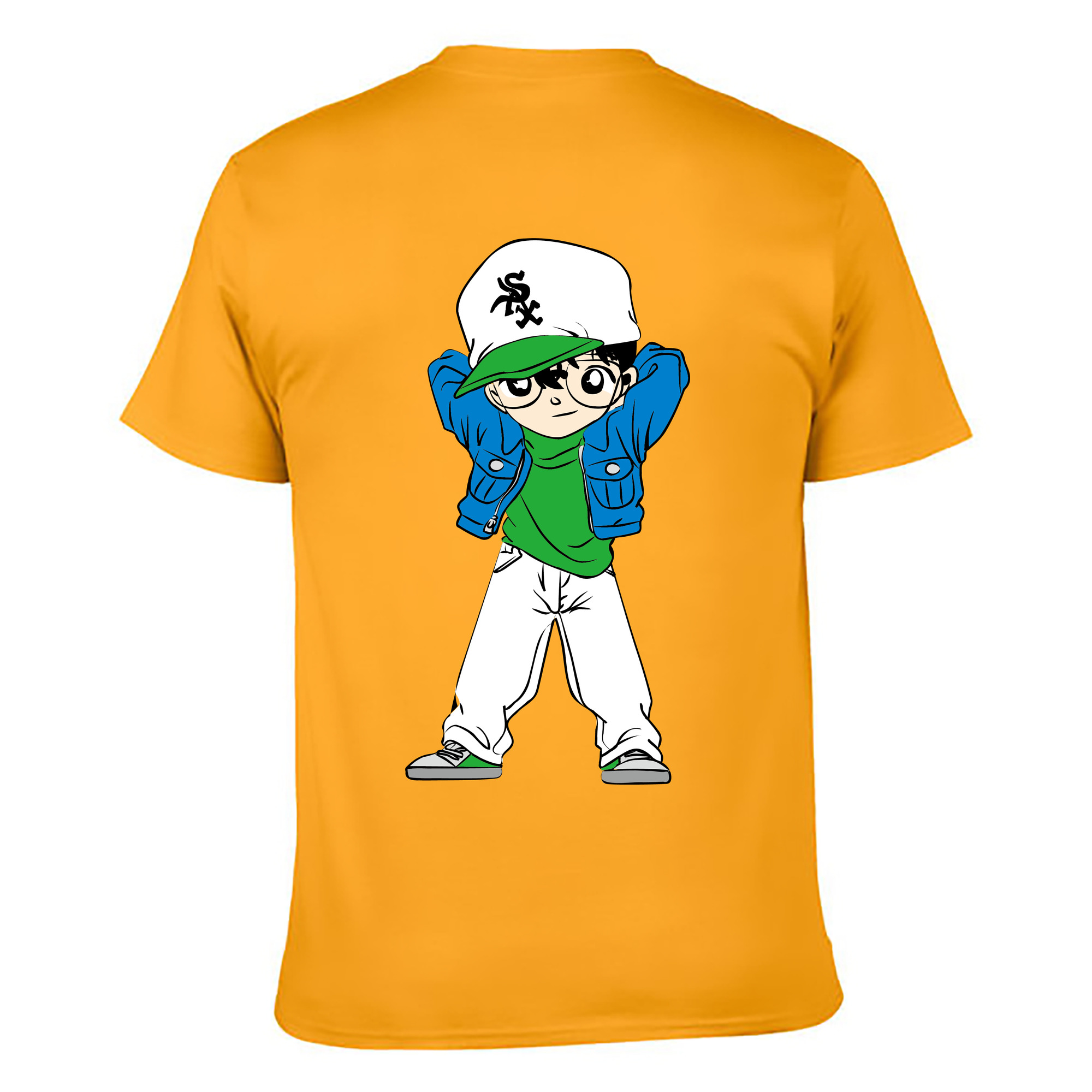（画像用） 名探偵コナン 江戸川 コナン Detective Conan Conan Edogawa 綿100％ メンズ半袖Tシャツ（バックプリント） 通気性