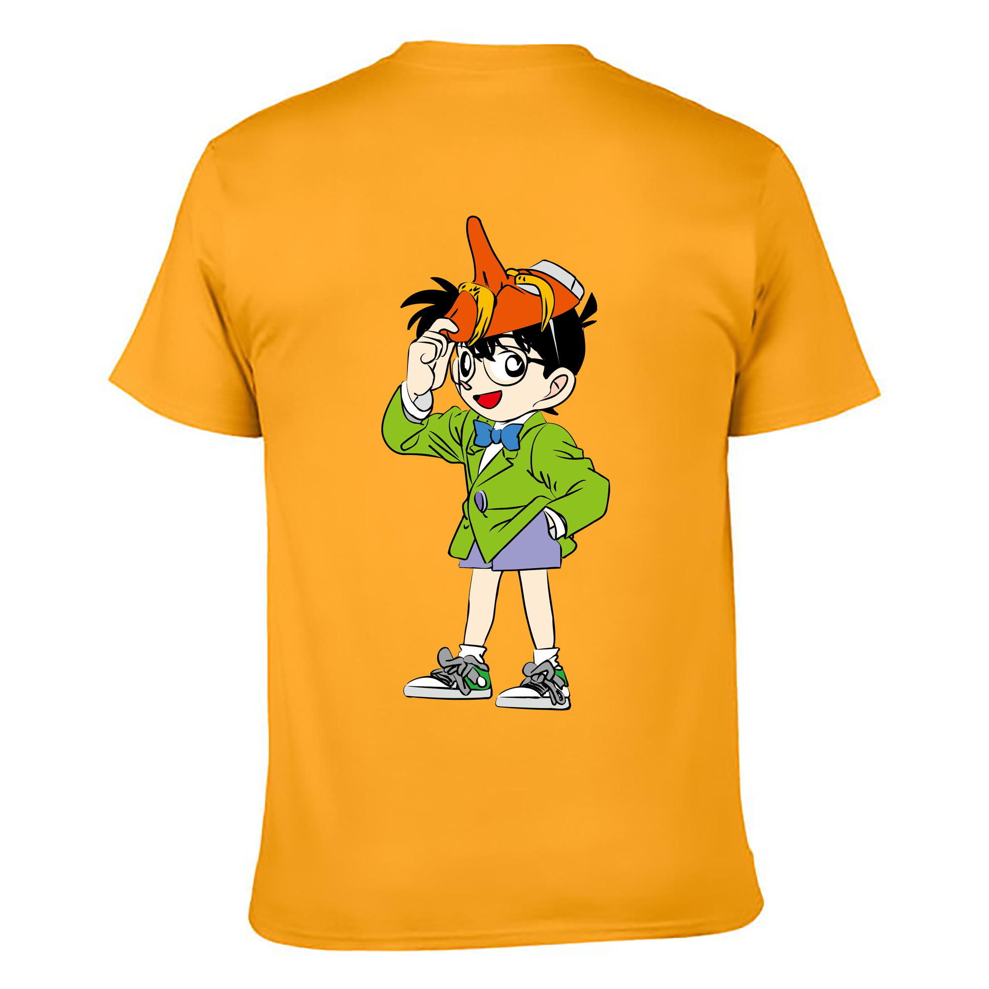 （画像用） 名探偵コナン 江戸川 コナン Detective Conan Conan Edogawa 綿100％ メンズ半袖Tシャツ（バックプリント） 通気性