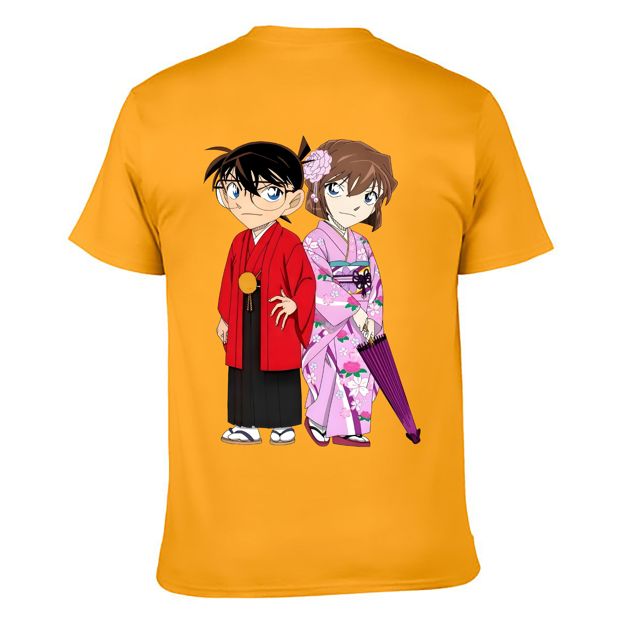 （画像用） 名探偵コナン 江戸川 コナン Detective Conan Conan Edogawa 綿100％ メンズ半袖Tシャツ（バックプリント） 通気性